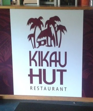 Kikau Hut signage of restautant on Rarotonga Cook Islands