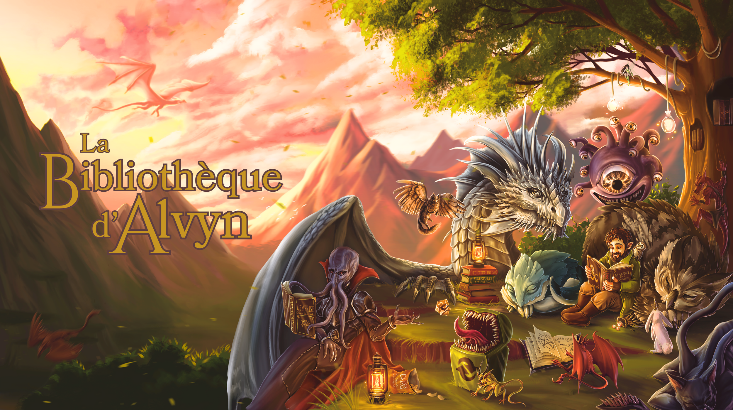 Illustration personnalisée pour la chaîne Youtube La Bibliothèque d'Alvyn - spécialiste de D&D