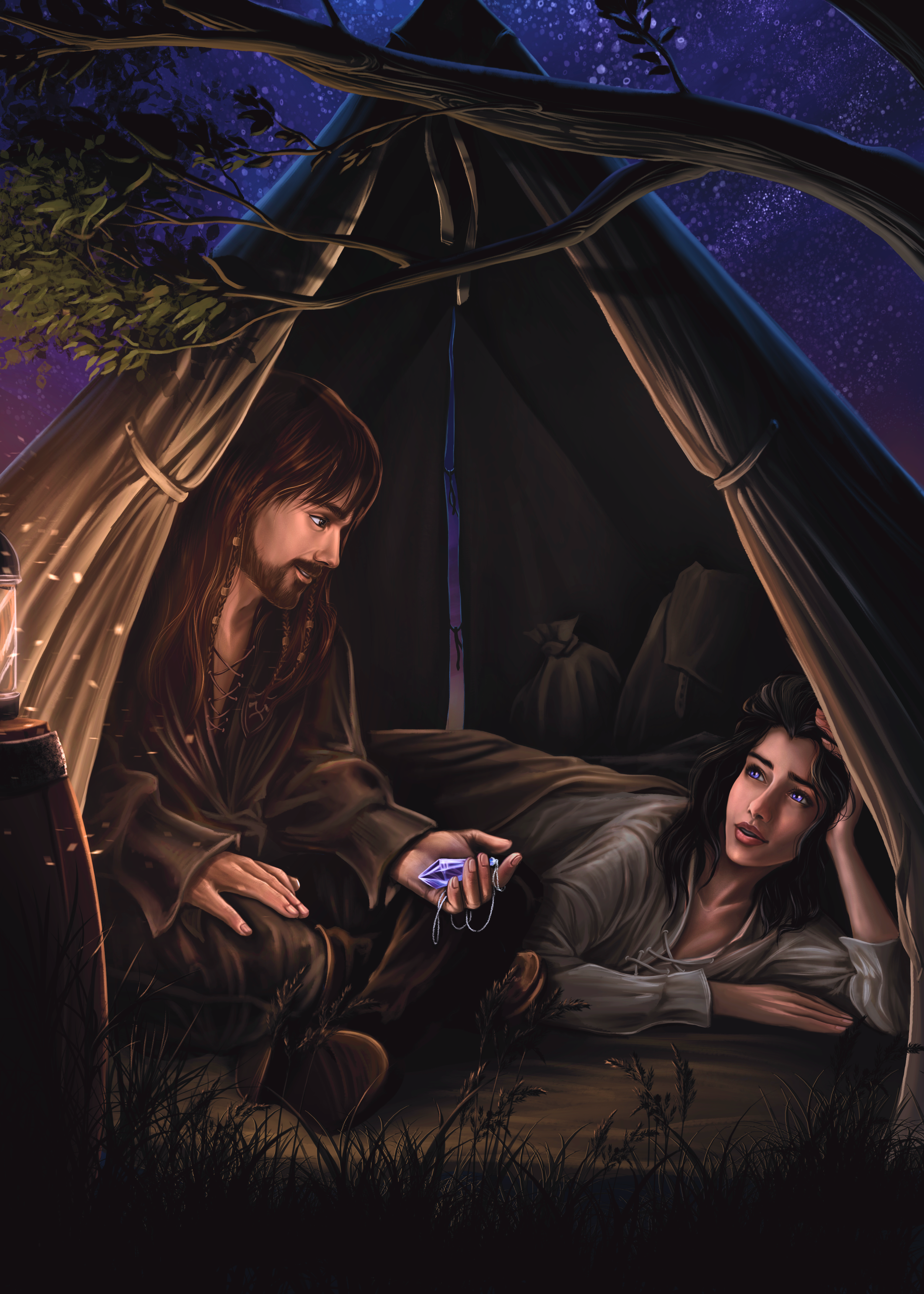 Illustration de personnages dans une ambiance estivale et cosy