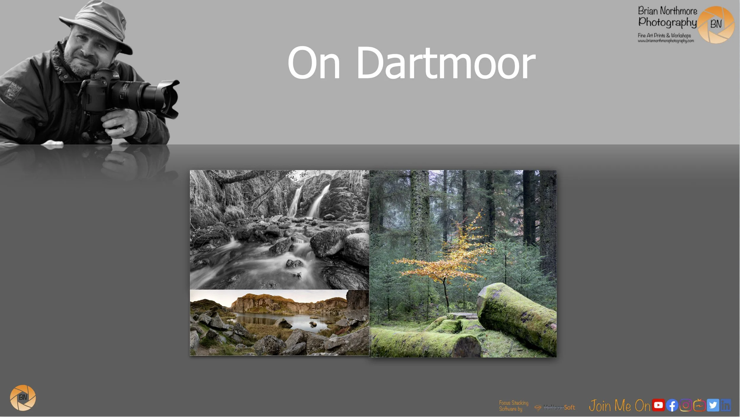 The opening Slide  of a presentation titled 'On Dartmoor' by Brian Northmore Photography.
