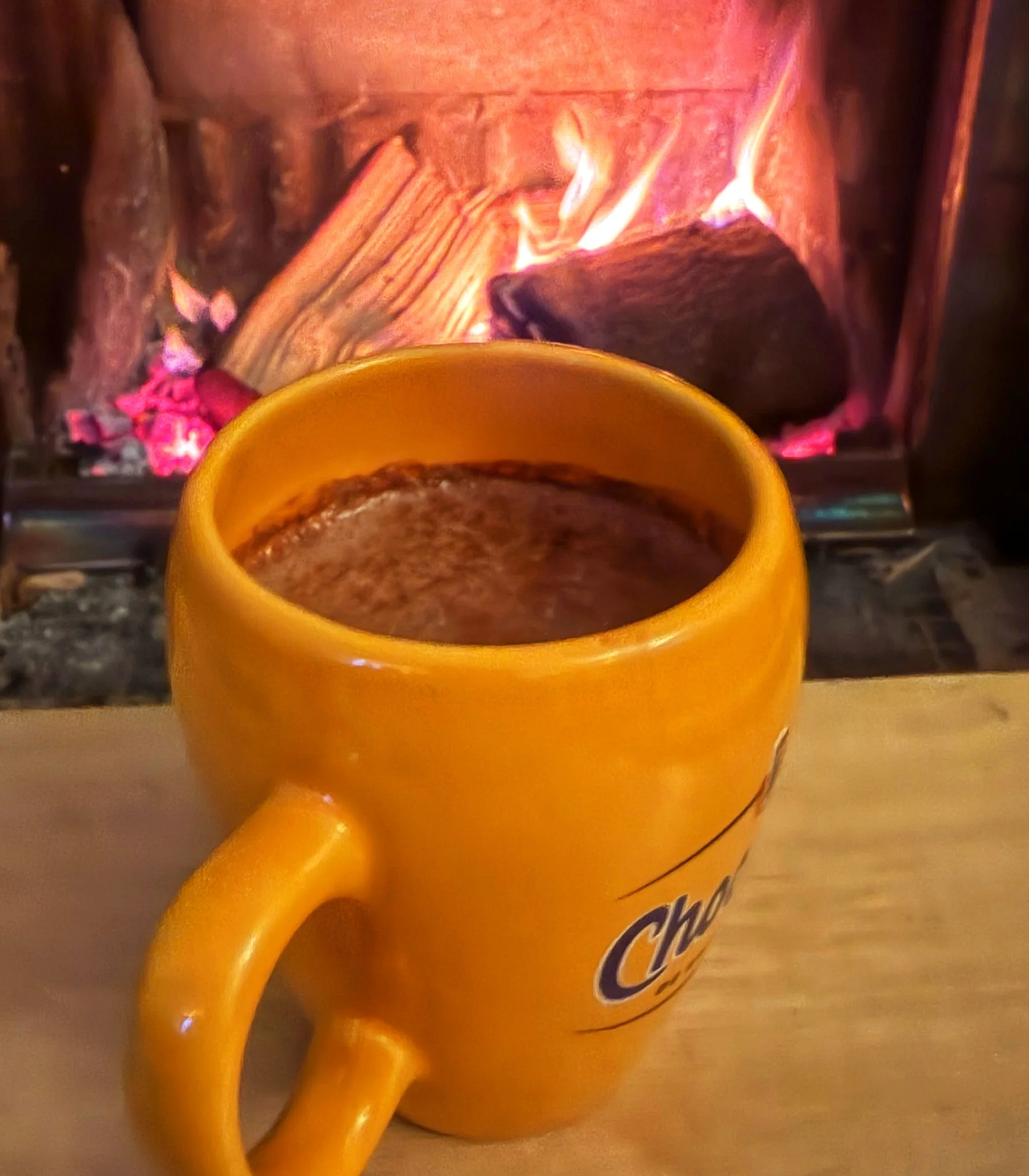 Hot chocolate by the fire