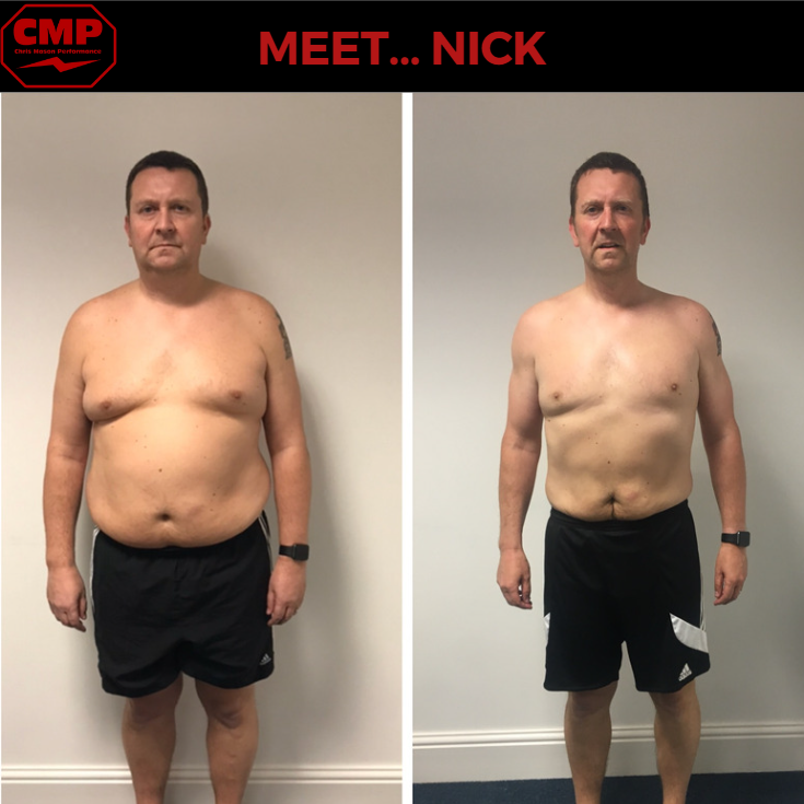 Age: 50's
Biggest Challenge : Time, family and making excuses to not start.
What he'd tried in the past : Gyms, diet clubs and general exercise.
Biggest problem areas : Belly fat and his weight now affecting his health and body confidence.
Resu