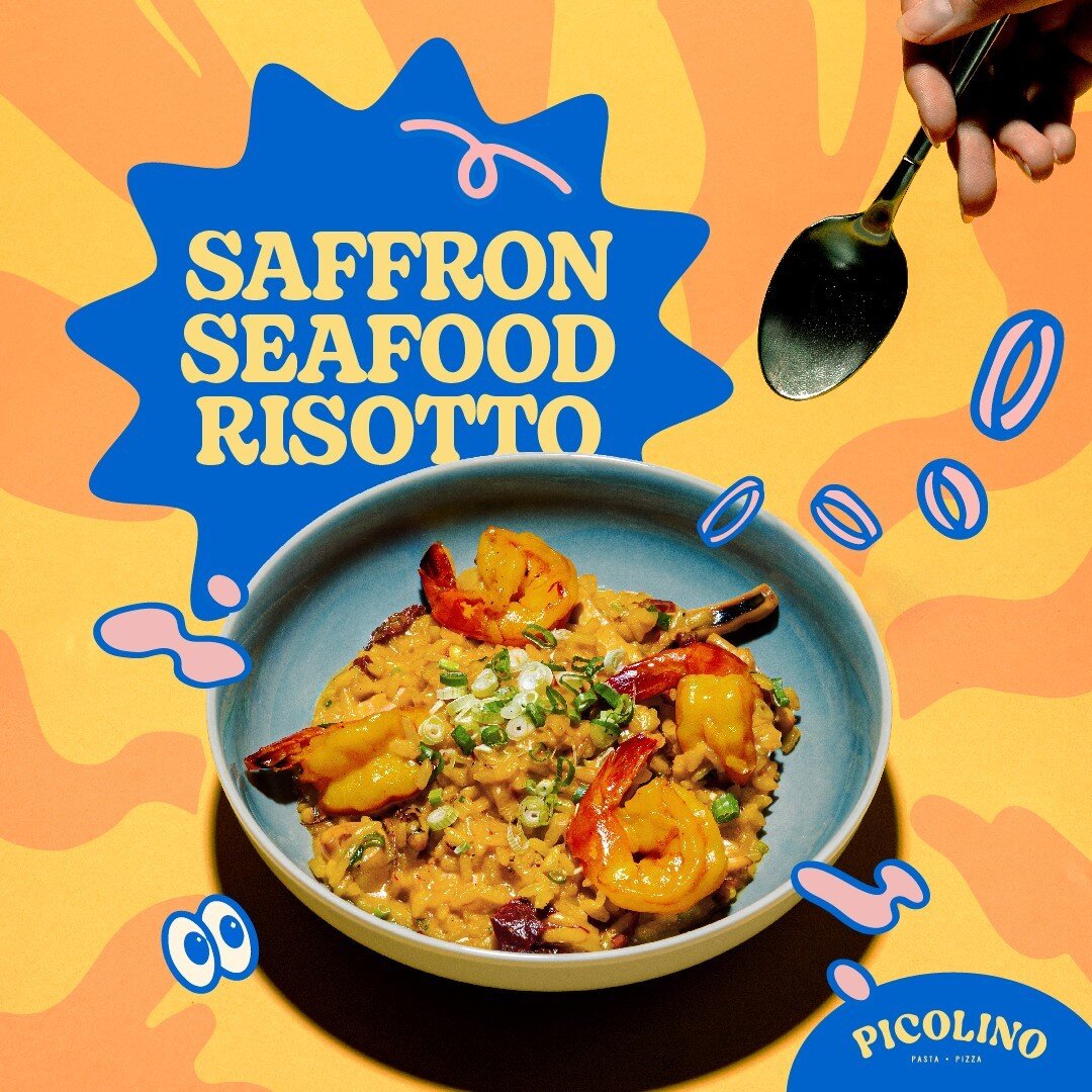 We're talking about this every other week till you try it for yourselves!⁠
⁠
Dive into a sea of succulent prawns perfectly complemented by the rich, creamy texture of risotto. Just a spoonful of our Saffron Seafood Risotto is enough to keep you hooke