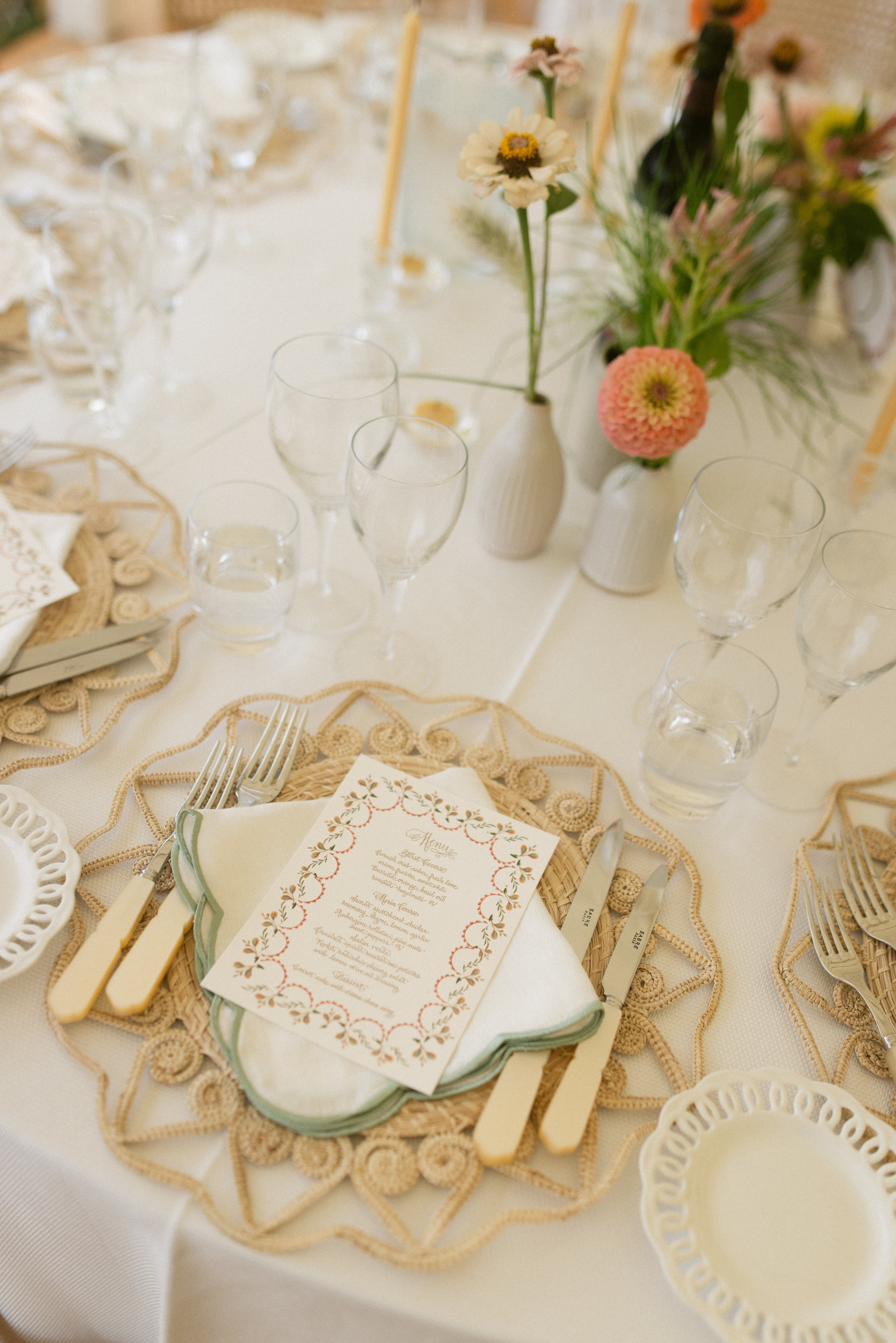 beautiful light and summer table decor inspiration for a wedding tent