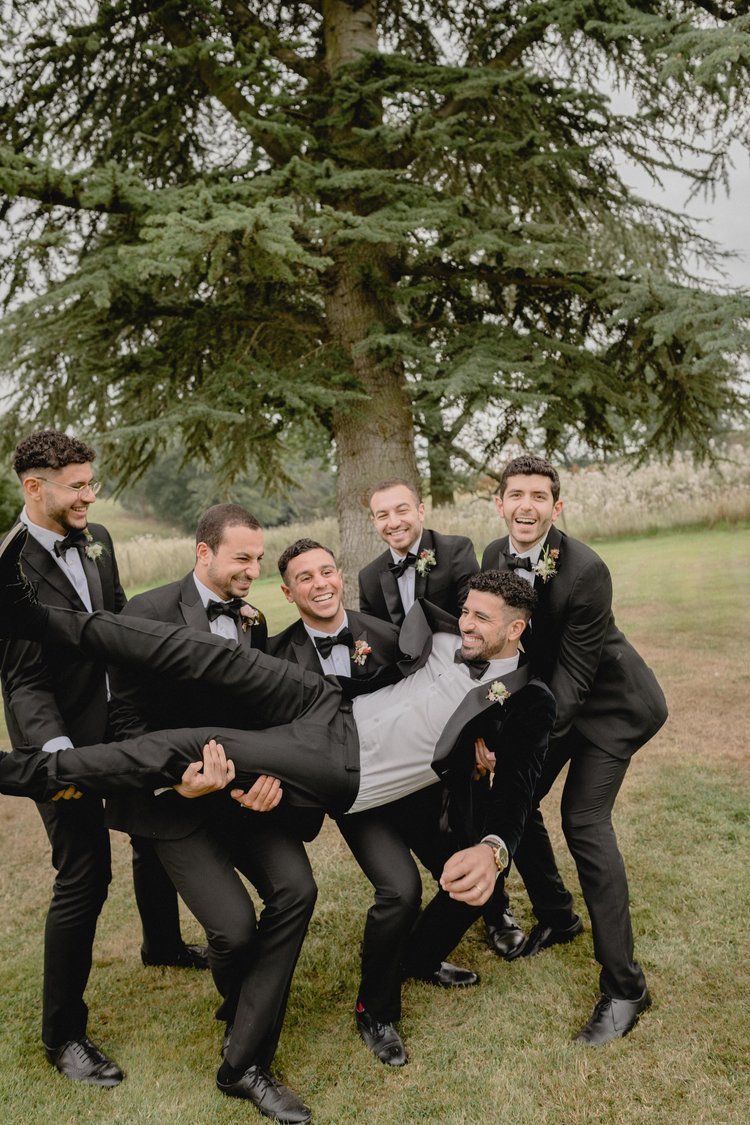 groomsmen in Tuxedos at Egyptian wedding in Hereford 