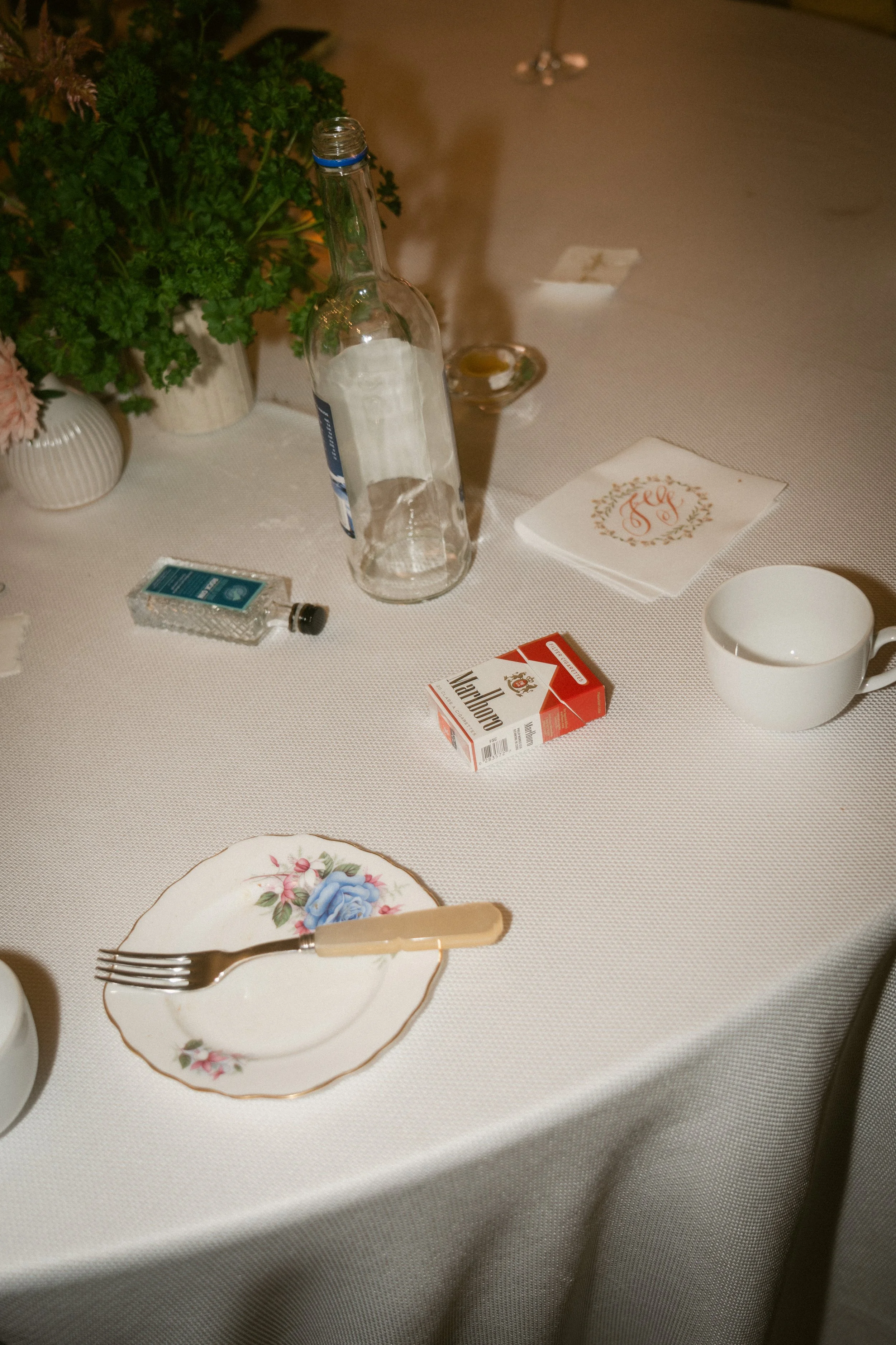 messy evening flatlay details