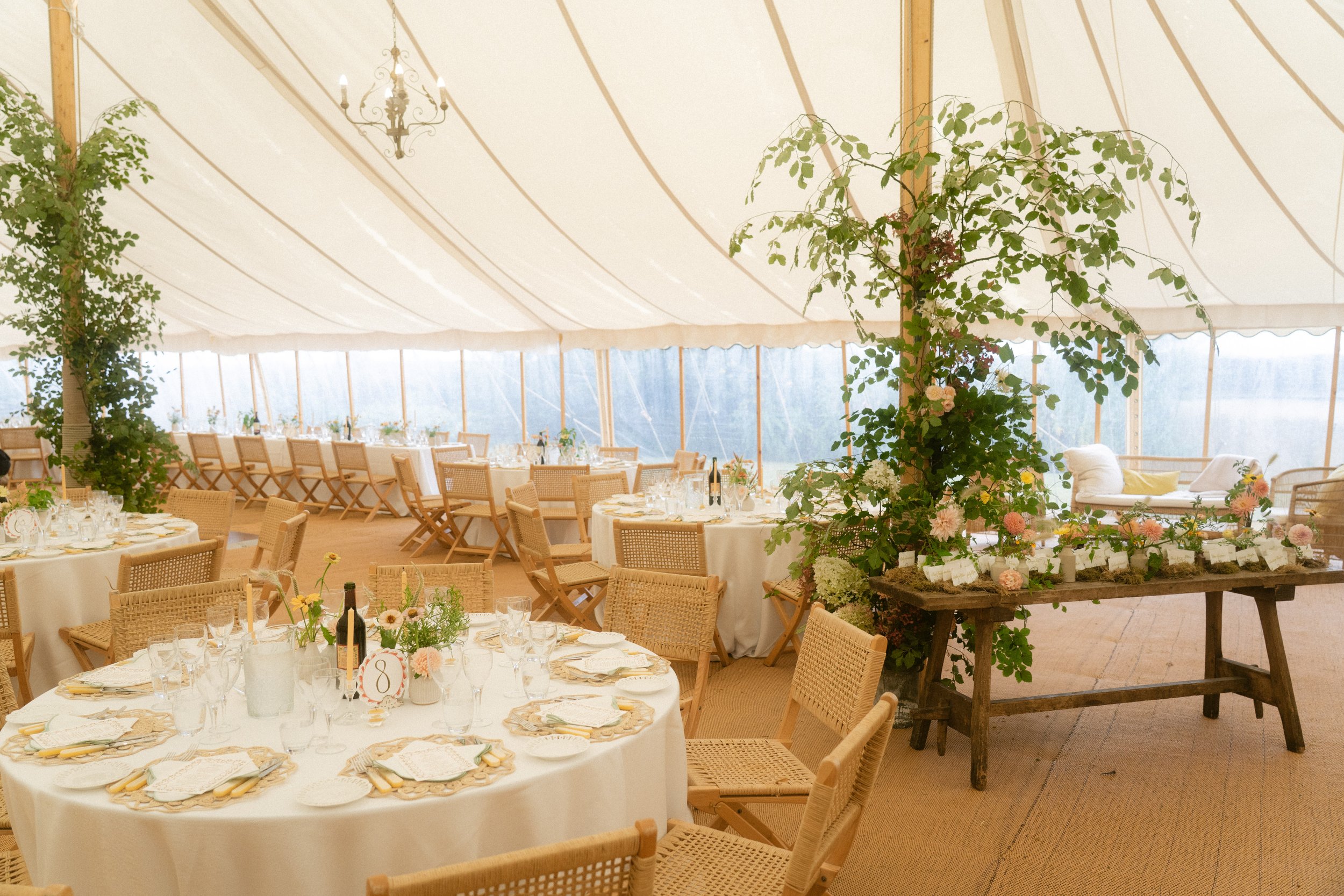 dreamy interior marquee decor for a cornish wedding by the sea
