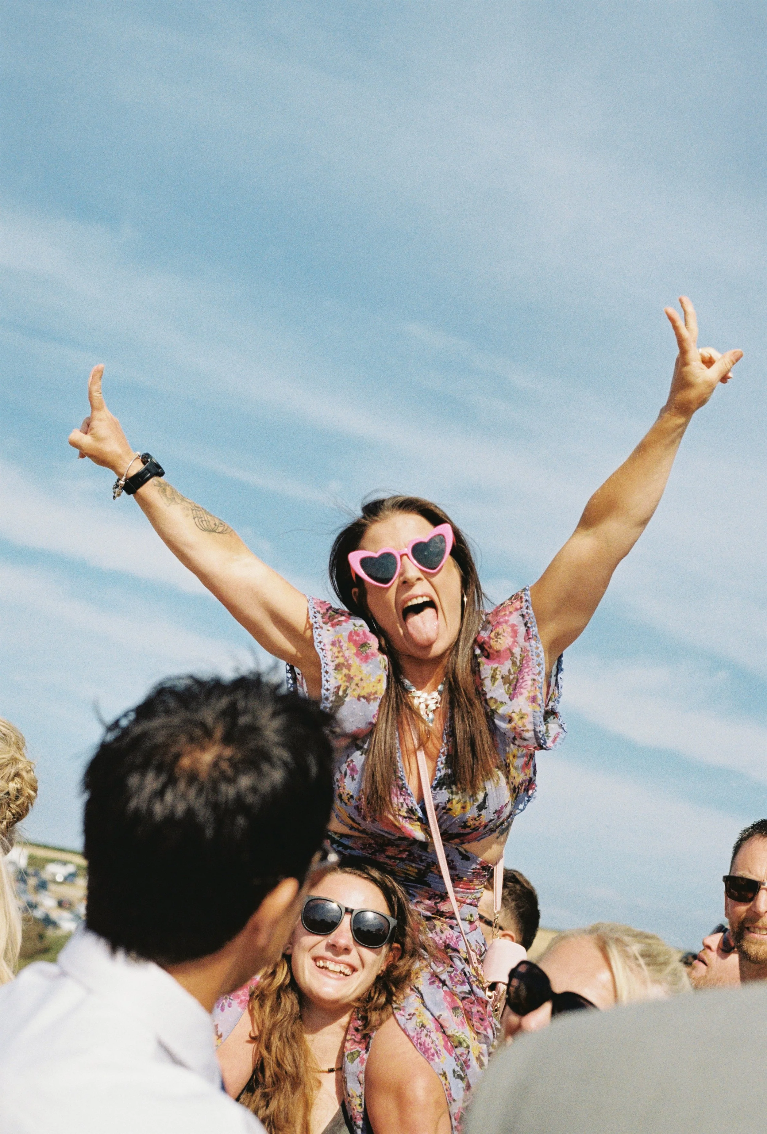 summer festival style beach wedding in cornwall shot on film