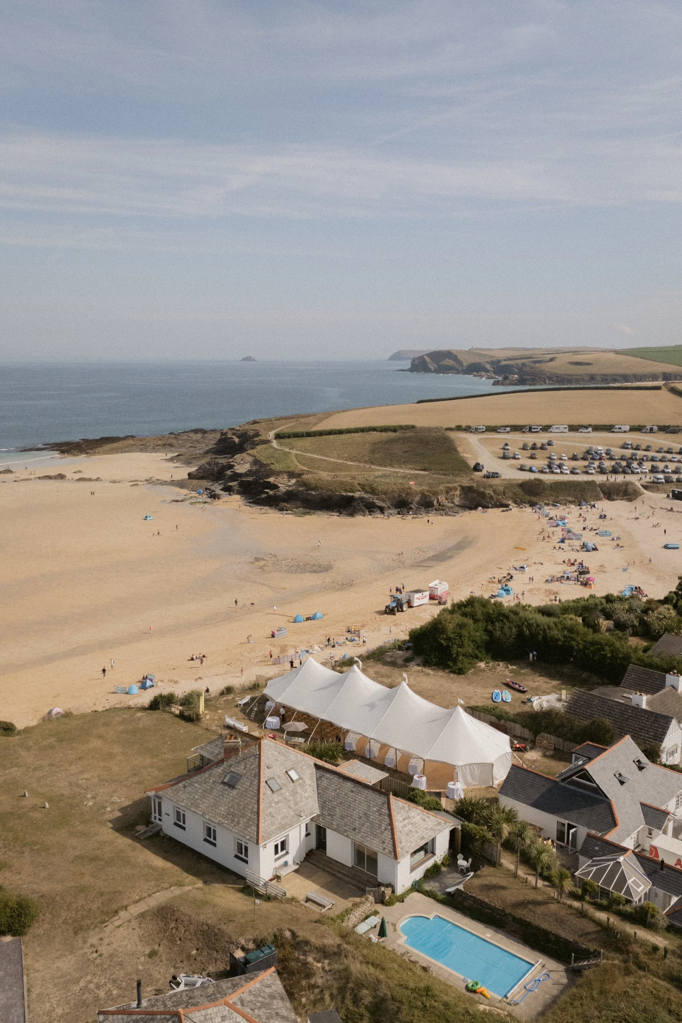 drone photography at a beach wedding in cornwall