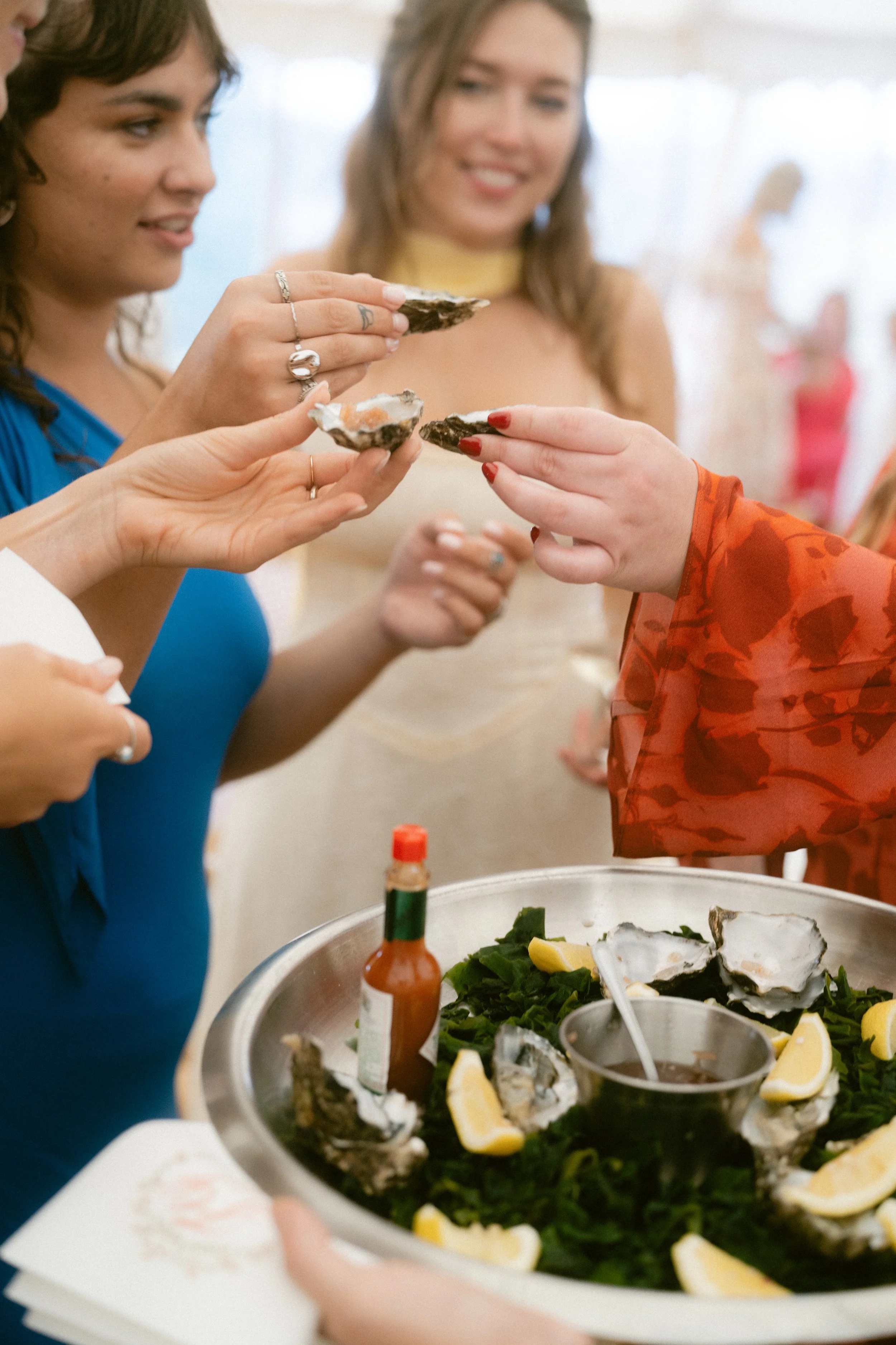 champagne and oysters wedding reception in cornwall