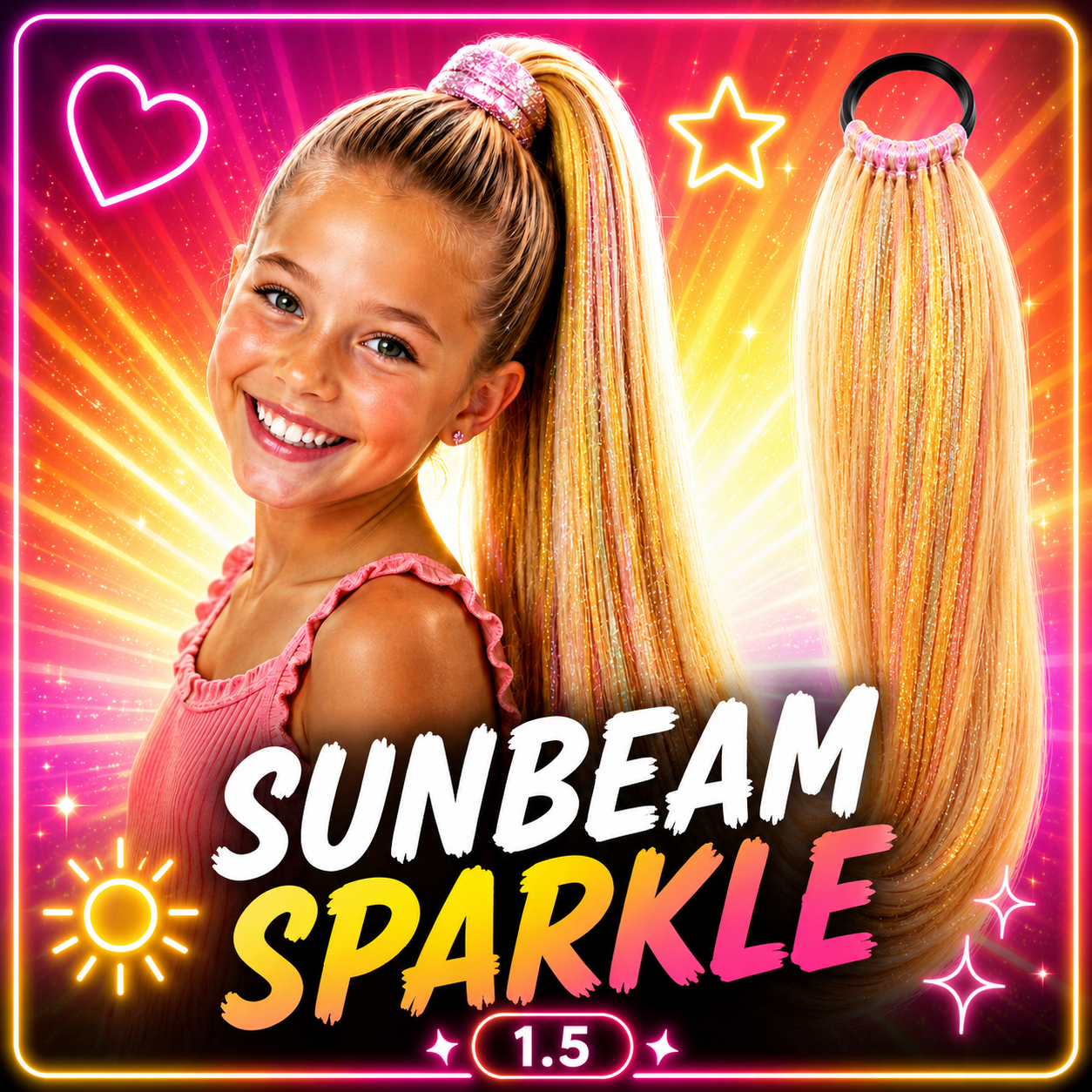 Golden Blonde Glitter Wrap Around Ponytail Extension (1.5 Sunbeam Sparkle)