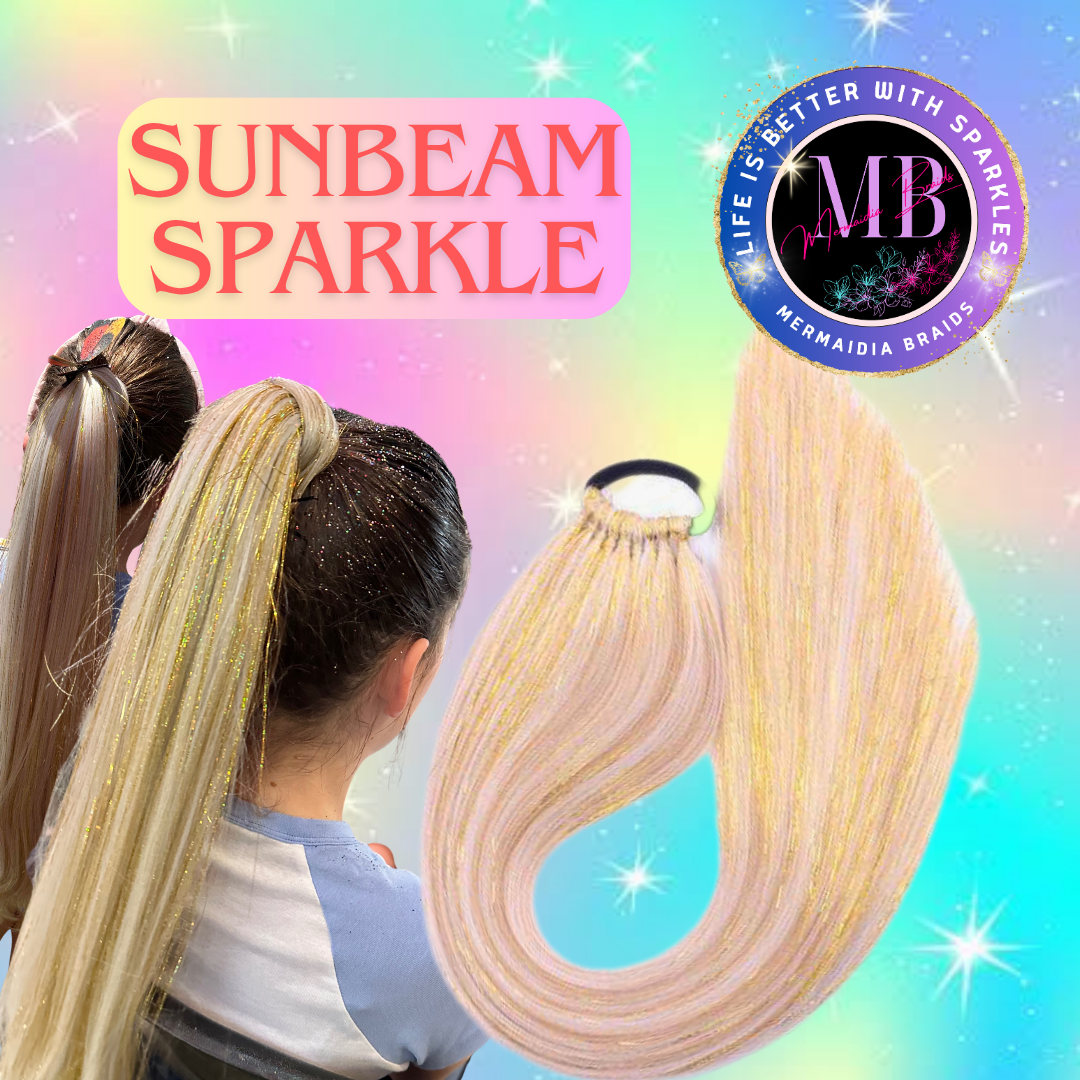 Golden Blonde Glitter Wrap Around Ponytail Extension (1.5 Sunbeam Sparkle)