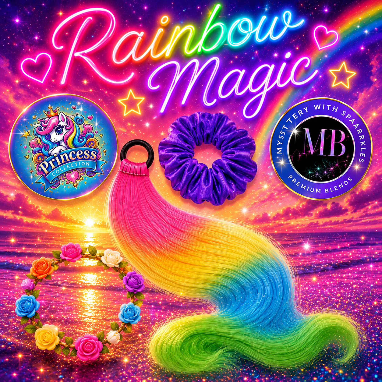 Rainbow Magic Princess Pony Package (Pink, Yellow, Green & Blue)