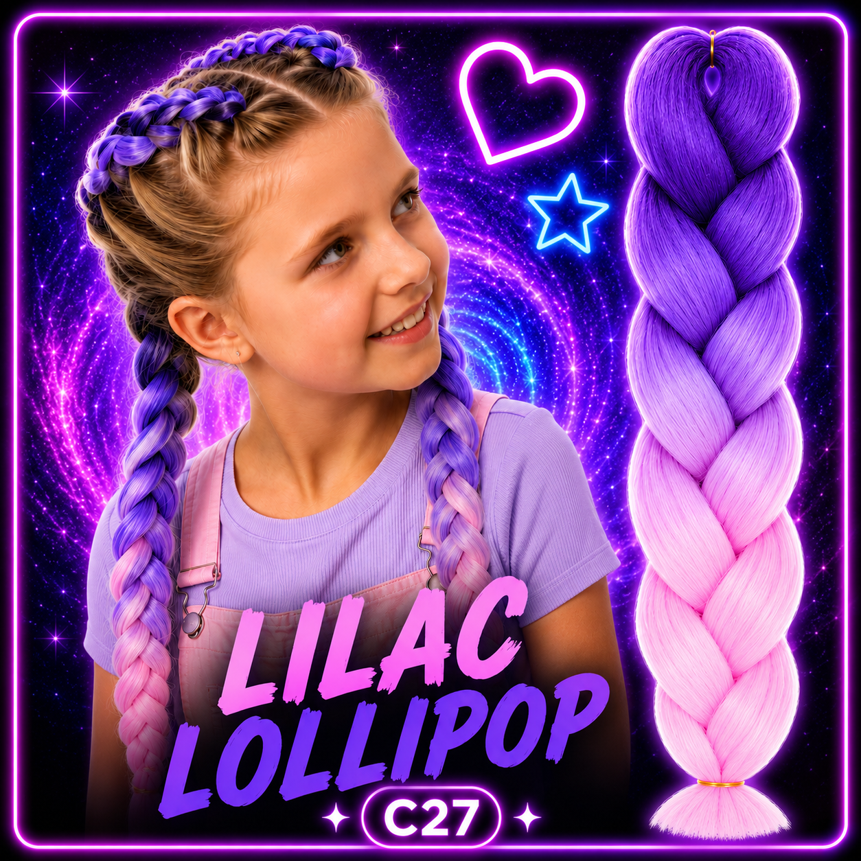 Purple, Lilac & Pastel Pink Jumbo Braiding Hair Extension (C27 Lilac Lollipop)