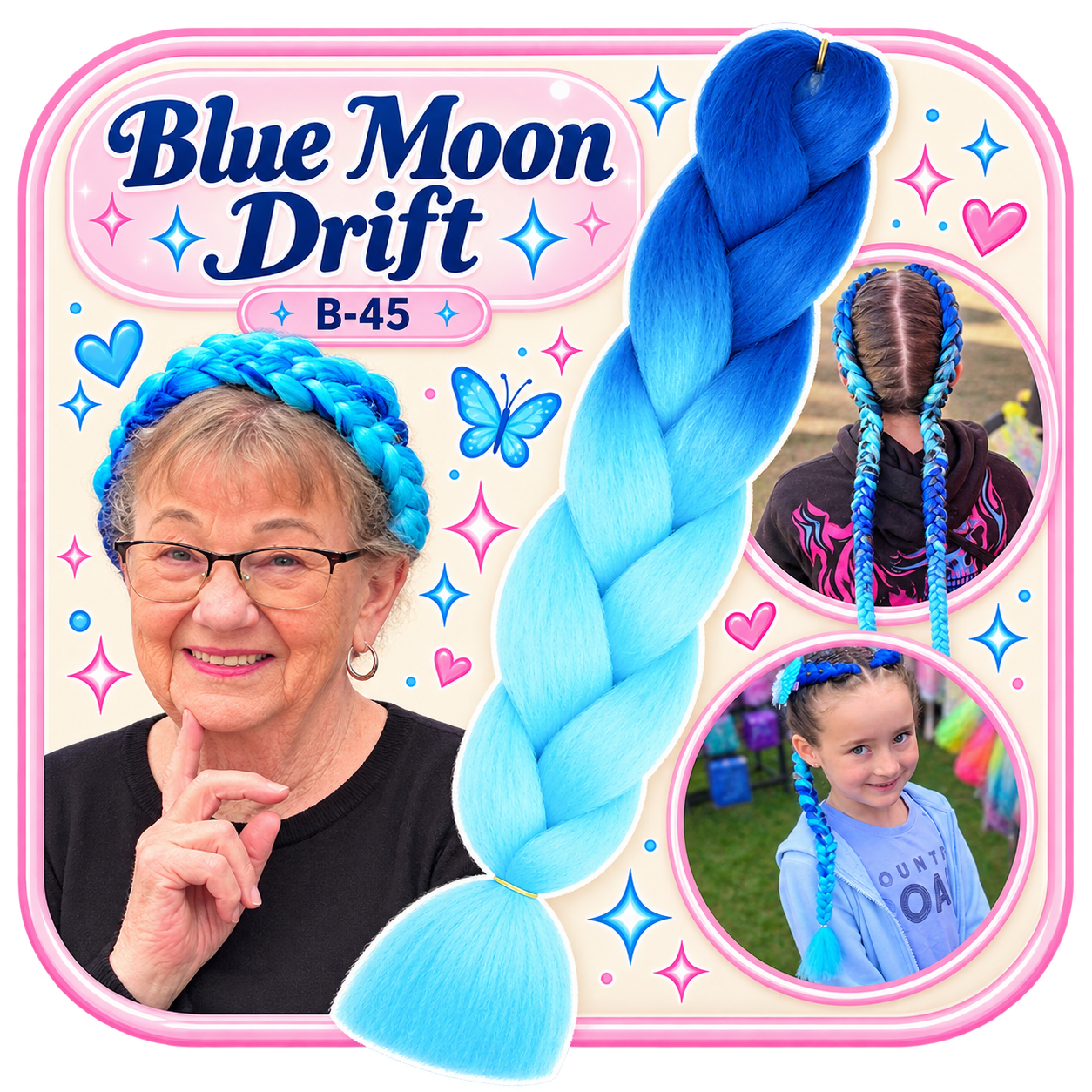 Royal Blue & Sky Blue Braiding Hair (B45)