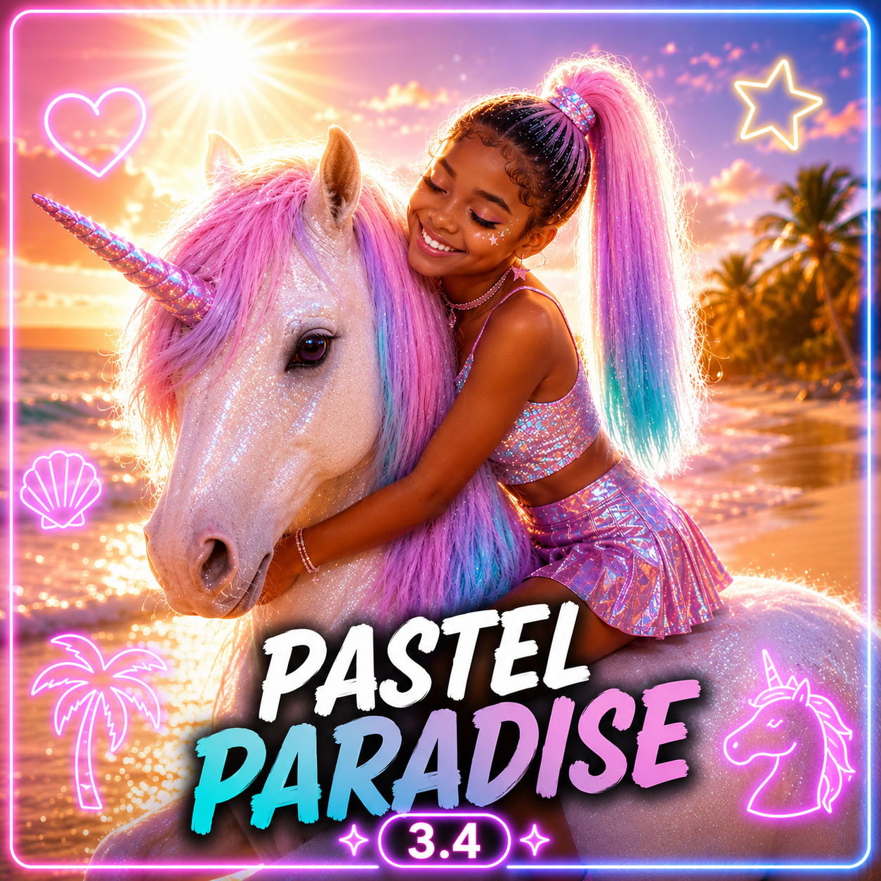 Pink, Purple & Blue Wrap Around Ponytail Extension (3.4 Pastel Paradise)