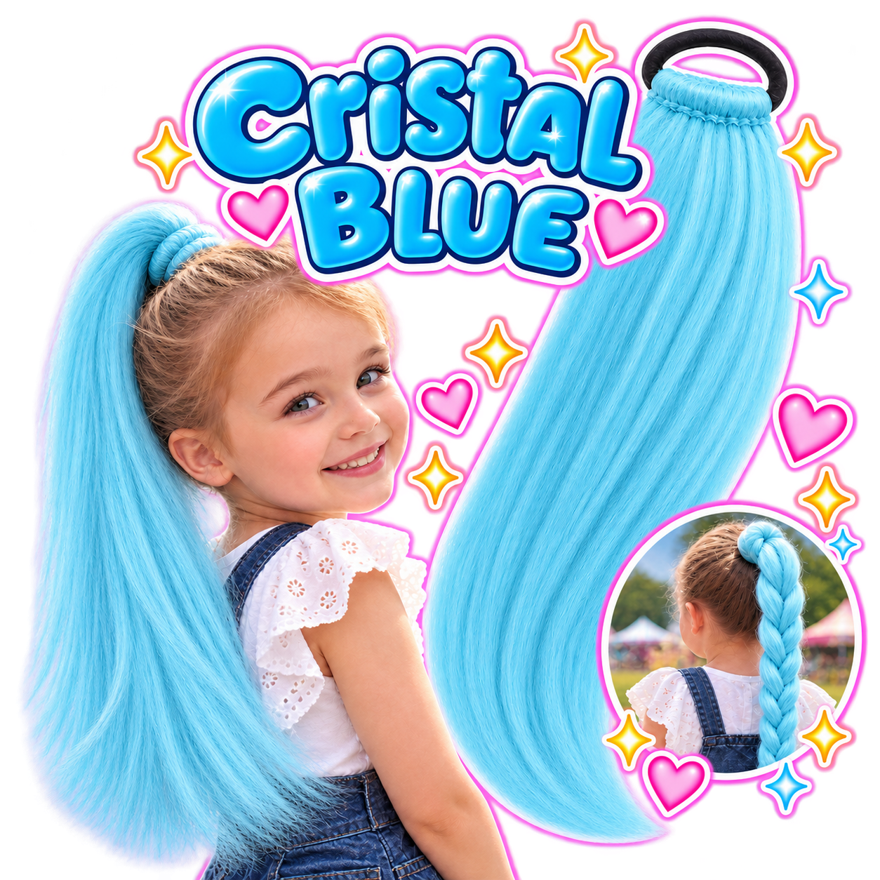 Bright Blue Wrap Around Ponytail Extension (1.2 Cristal Blue)