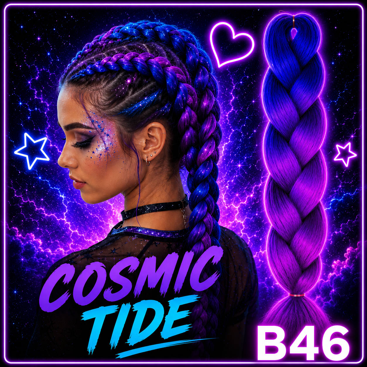 Royal Blue & Deep Purple Jumbo Braiding Hair Extension (B46 Cosmic Tide)