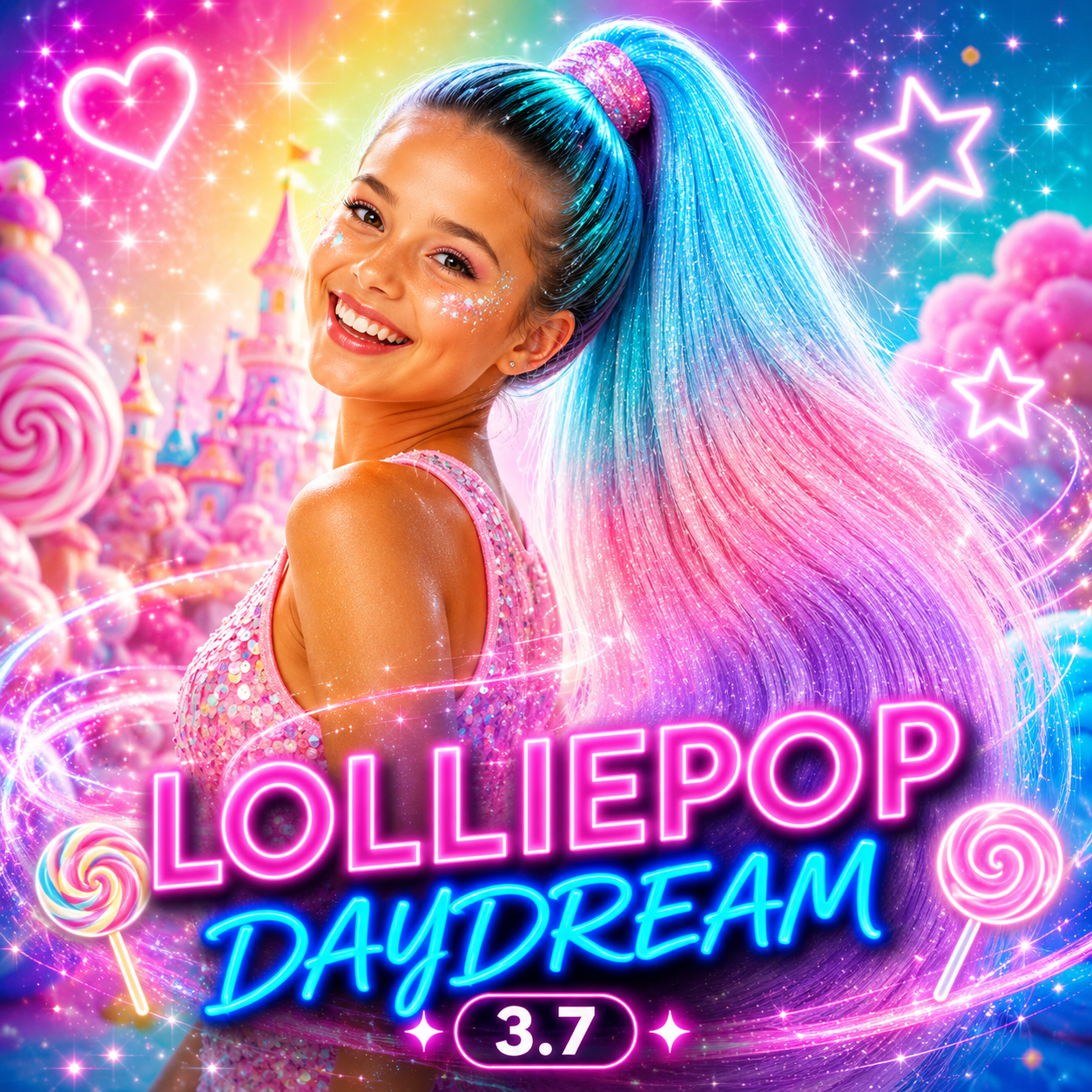Pastel Blue, Pink & Lilac Wrap Around Ponytail Extension (3.7 Lollipop Daydream)