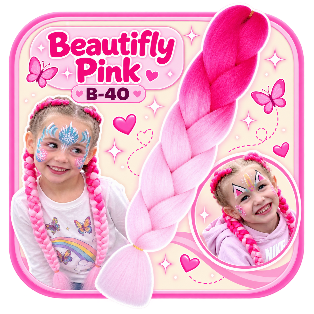 Pink & Pastel Pink Braiding Hair (B40)