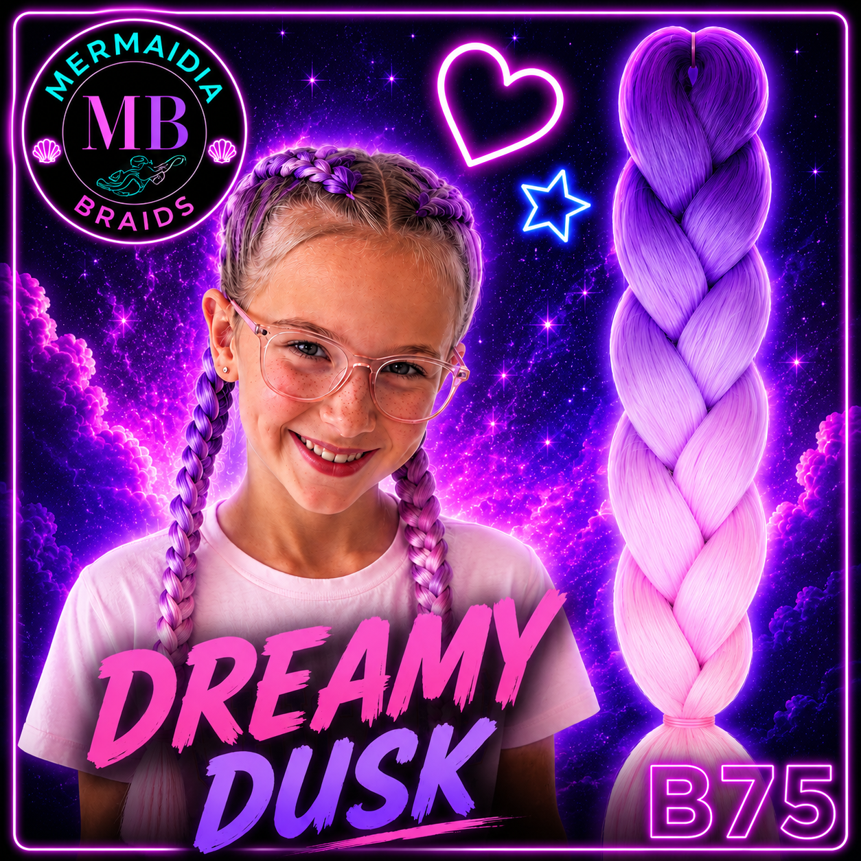 Pastel Pink & Lilac Jumbo Braiding Hair Extension (B75 Dreamy Dusk)