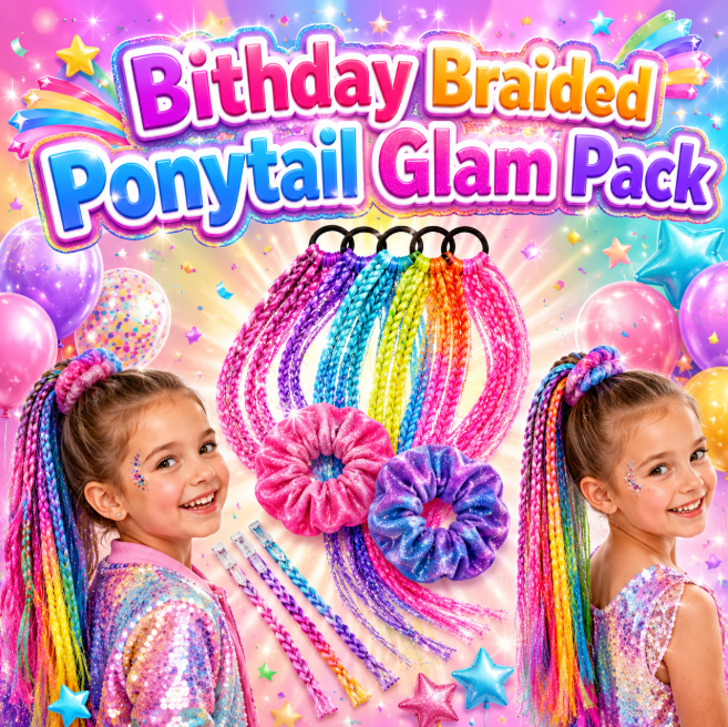 🎀 Birthday BRAIDED PONYTAIL Glam Pack
