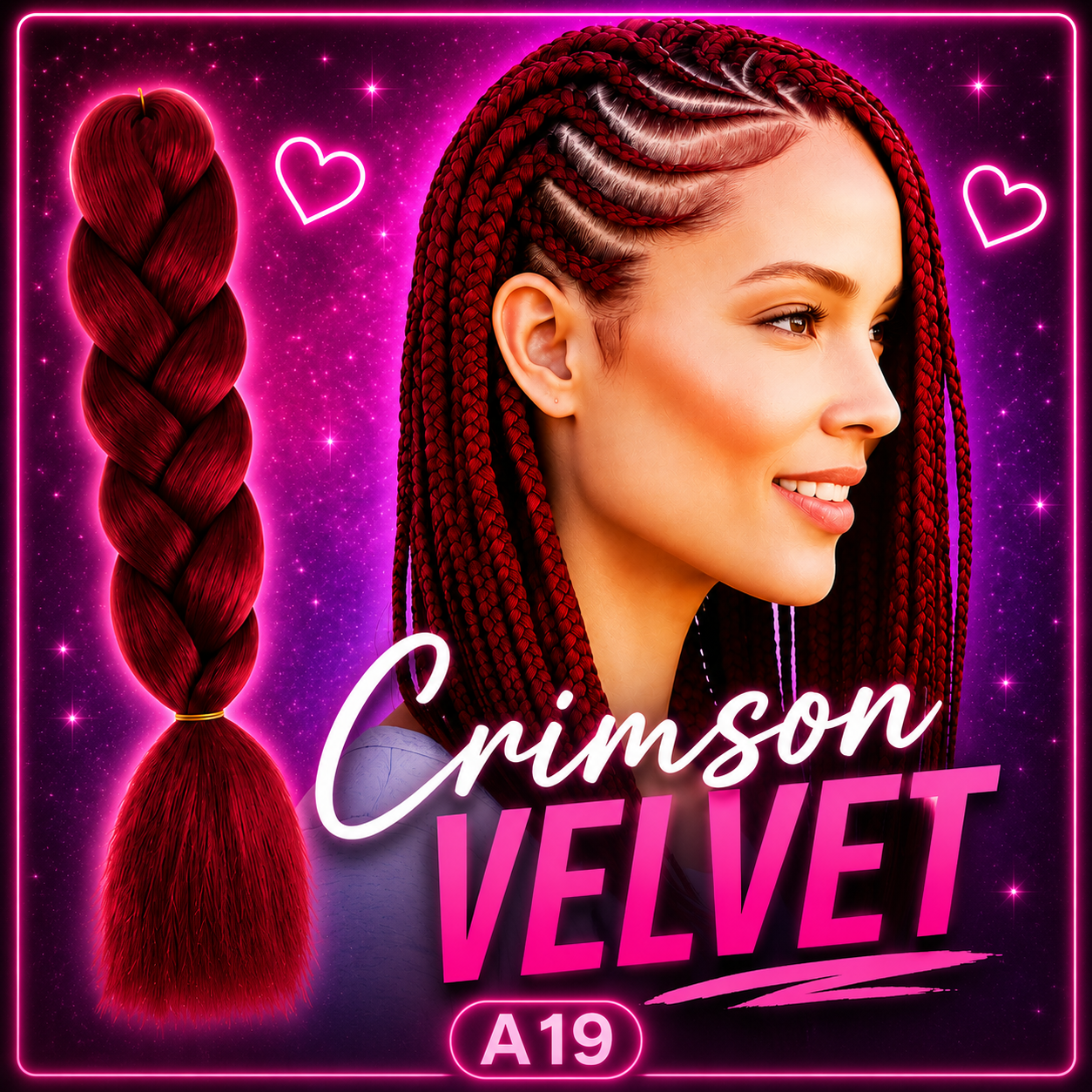 Maroon Jumbo Braiding Hair Extension (A19 Crimson Velvet)