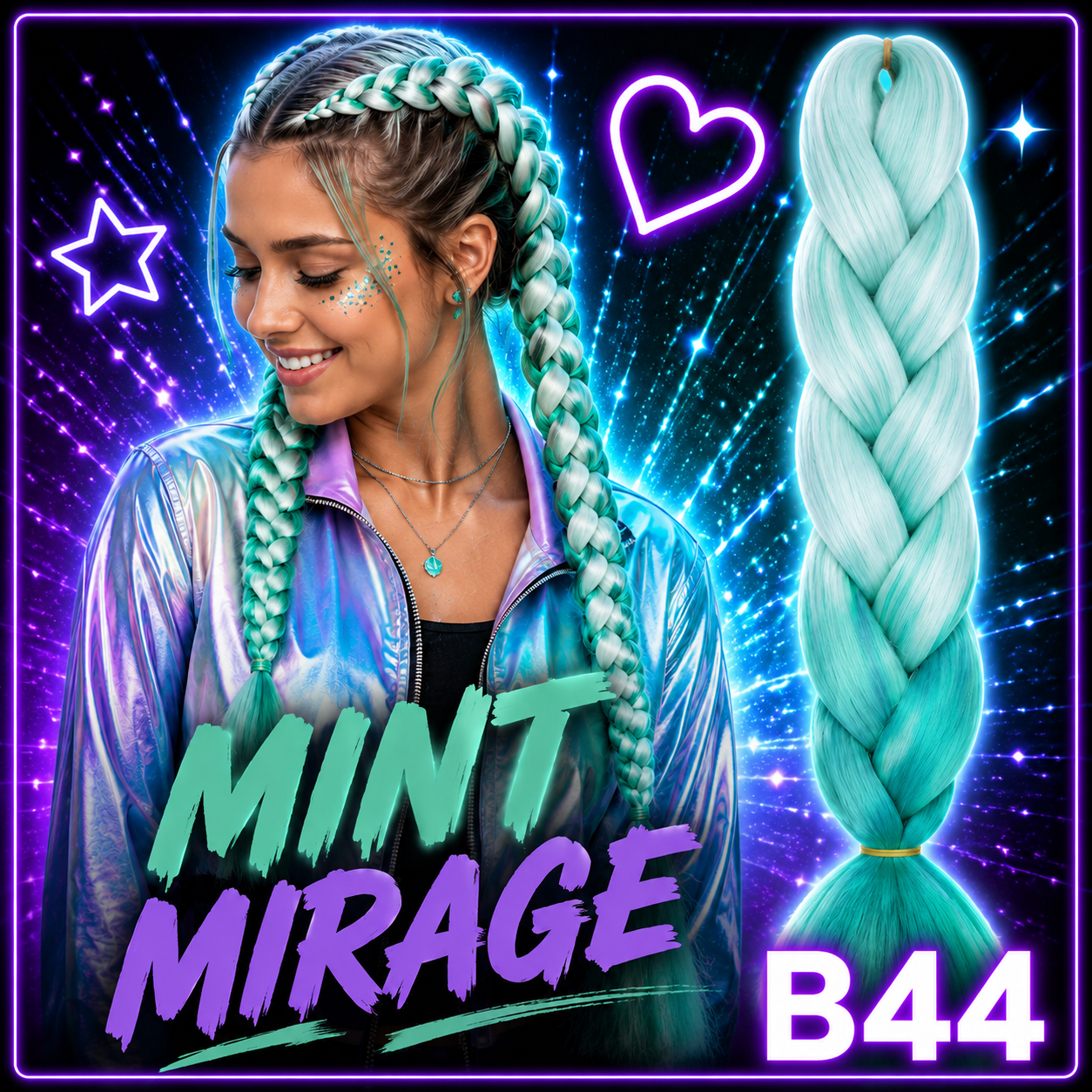 Pastel Mint Green Jumbo Braiding Hair Extension (B44 Mint Mirage)