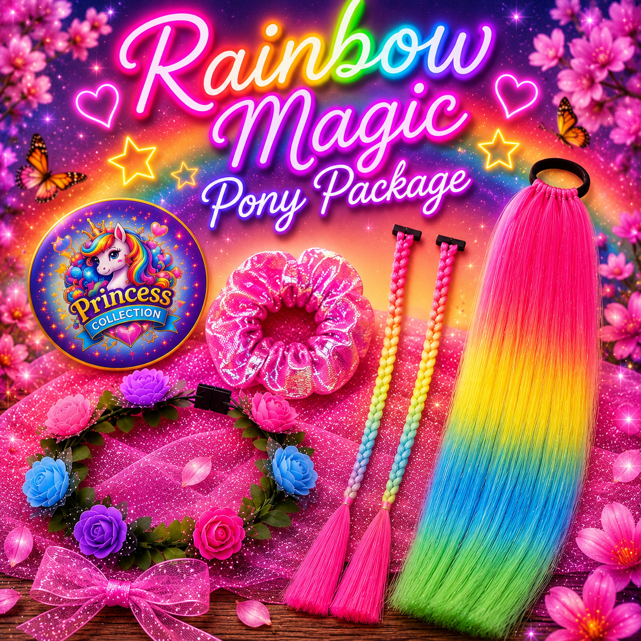 Rainbow Magic Princess Pony Package (Pink, Yellow, Green & Blue)