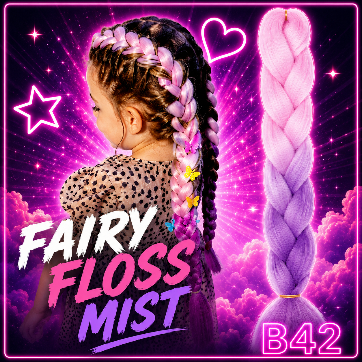 Pastel Pink & Lilac Jumbo Braiding Hair Extension (B42 Fairy Floss Mist)