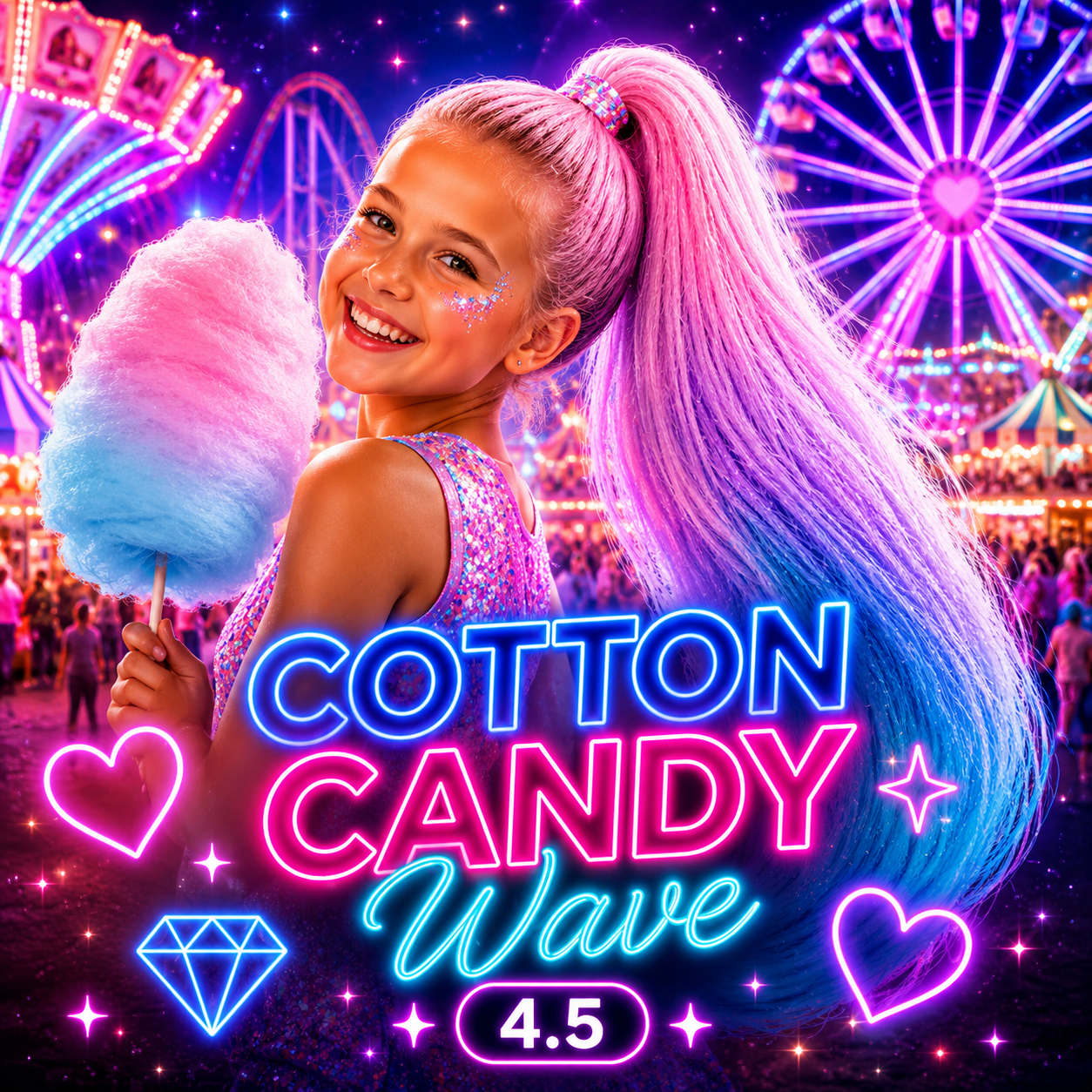 Pink, Purple & Blue Wrap Around Ponytail Extension (4.5 Cotton Candy Wave)