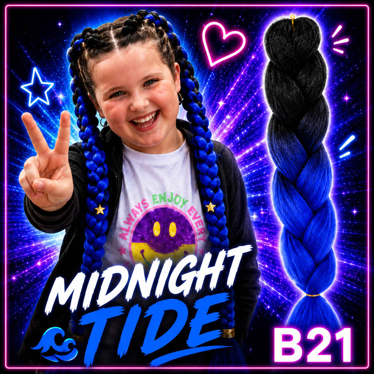Black & Dark Royal Blue Jumbo Braiding Hair Extension (B21 Midnight Tide)
