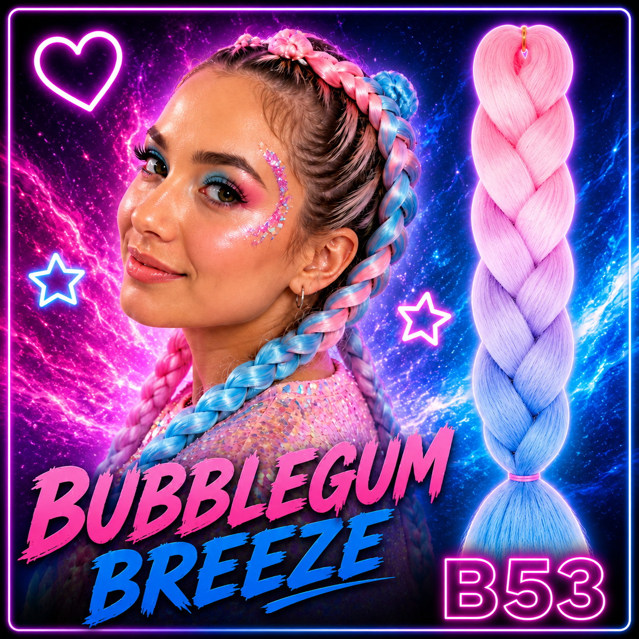 Pastel Pink & Pastel Blue Jumbo Braiding Hair Extension (B53 Bubblegum Breeze)