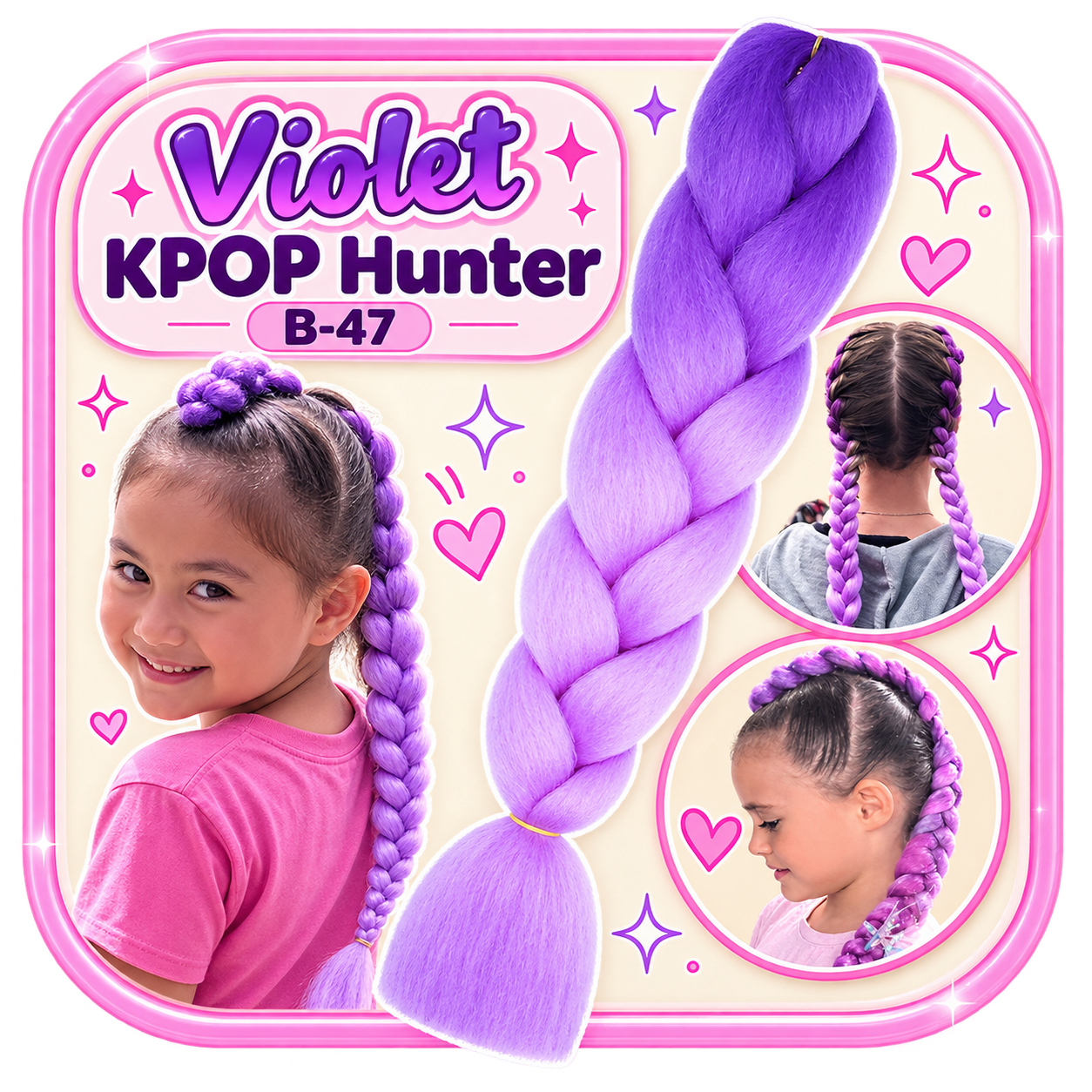 Lilac & Medium Purple Jumbo Hair Extension (B47)