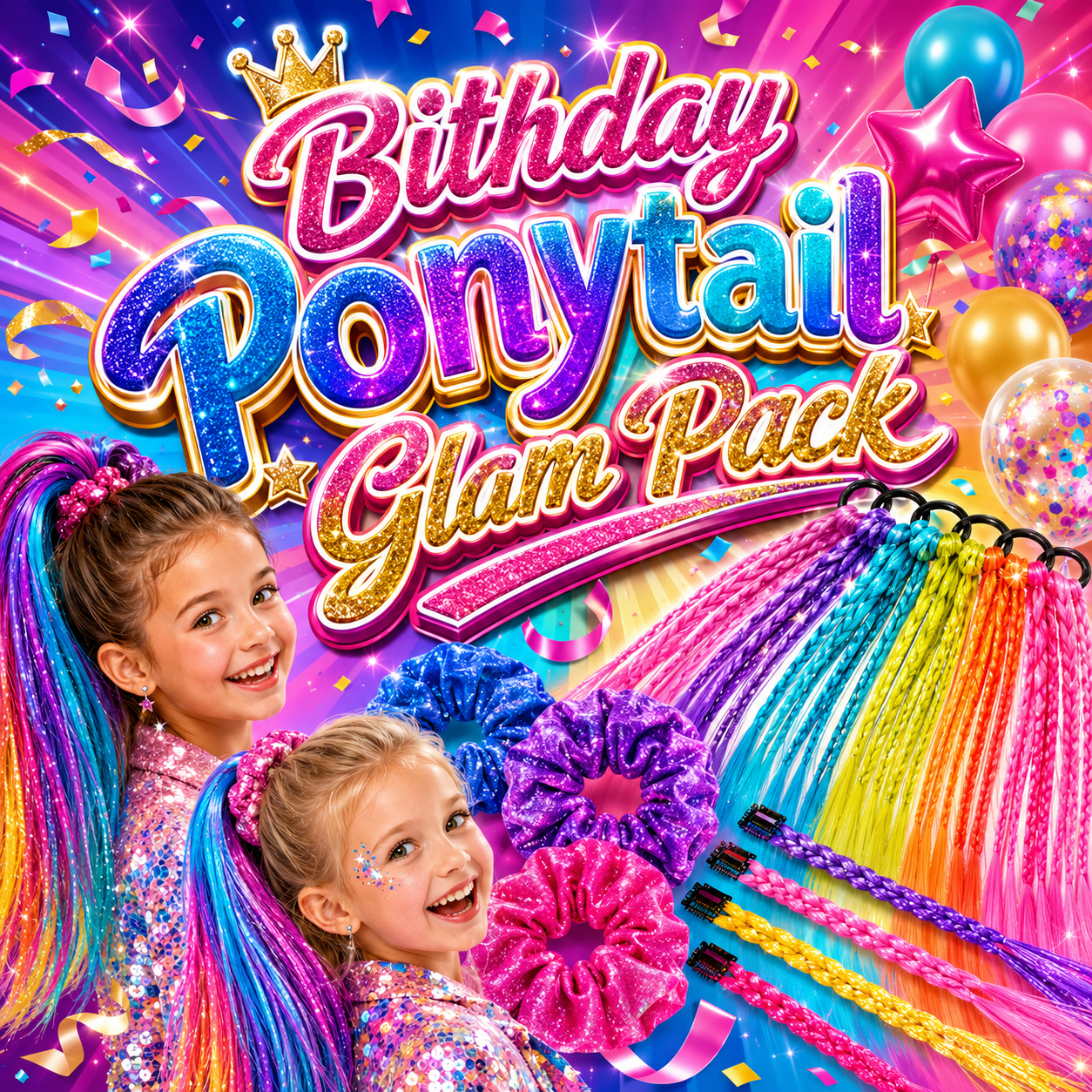 🎀 Birthday PONYTAIL Glam Pack