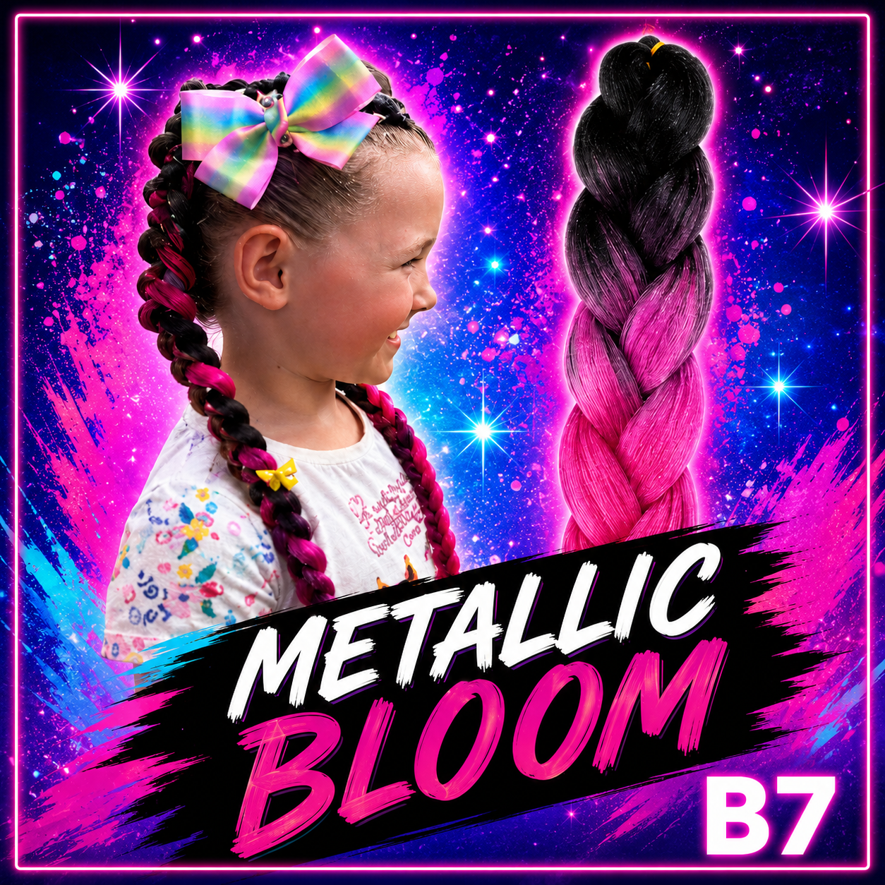 Black & Steel Pink Jumbo Braiding Hair Extension (B7 Metallic Bloom)