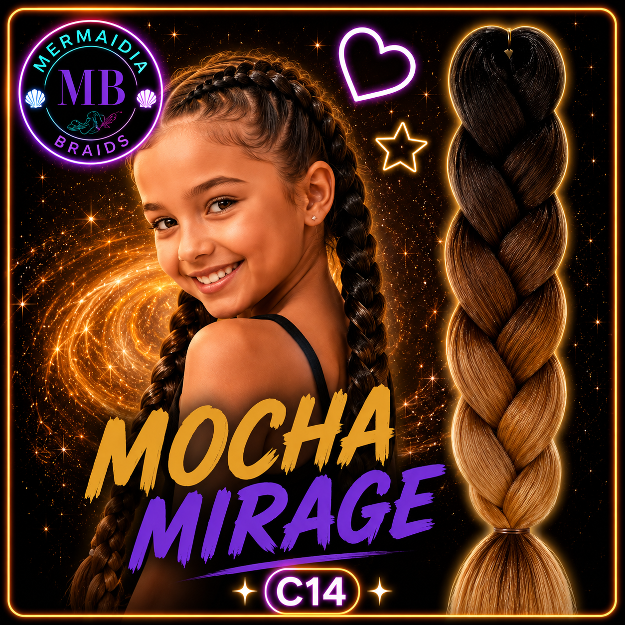 Black, Brown & Light Brown Jumbo Braiding Hair Extension (C14 Mocha Mirage)
