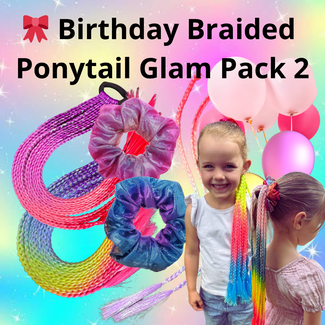 🎀 Birthday Braided Ponytail Glam Pack 2