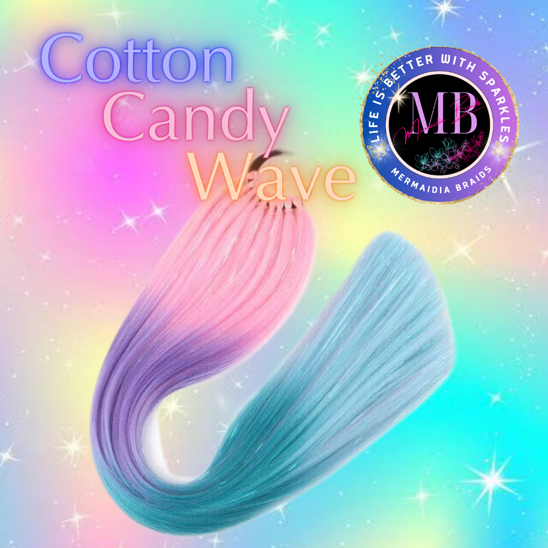 Pink, Purple & Blue Wrap Around Ponytail Extension (4.5 Cotton Candy Wave)