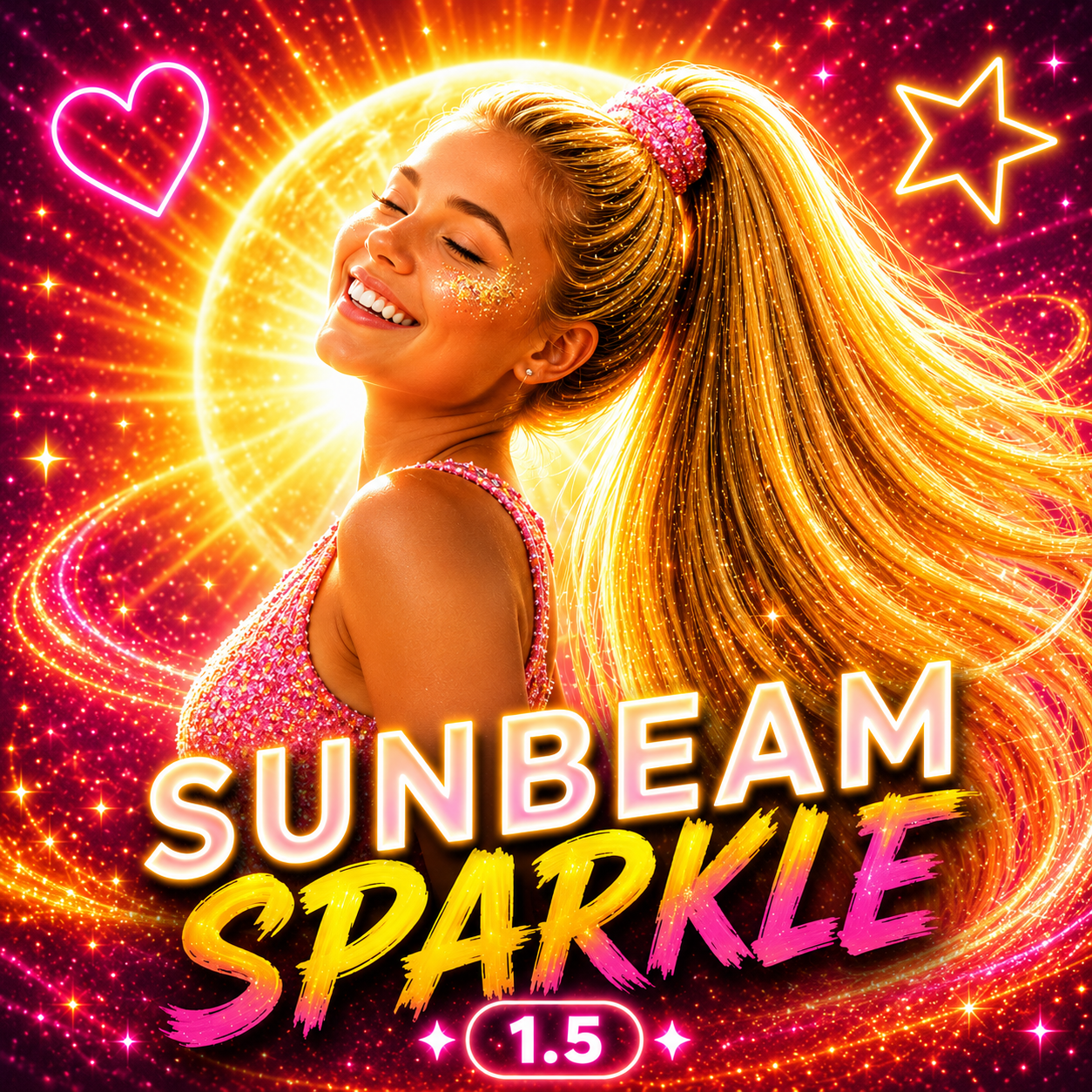 Golden Blonde Glitter Wrap Around Ponytail Extension (1.5 Sunbeam Sparkle)
