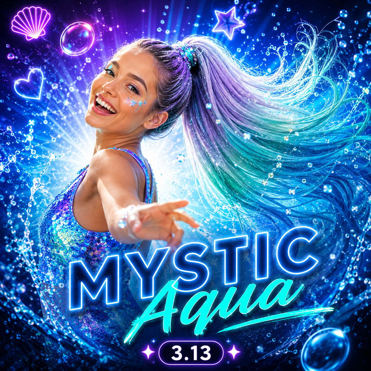Aqua & Lavender Wrap Around Ponytail Extension (3.13 Mystic Aqua)