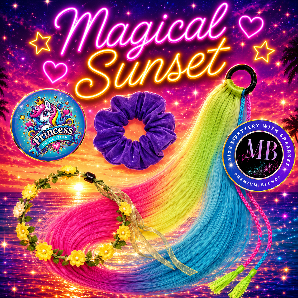 Magical Sunset Pony Package (Pink, Yellow & Blue)