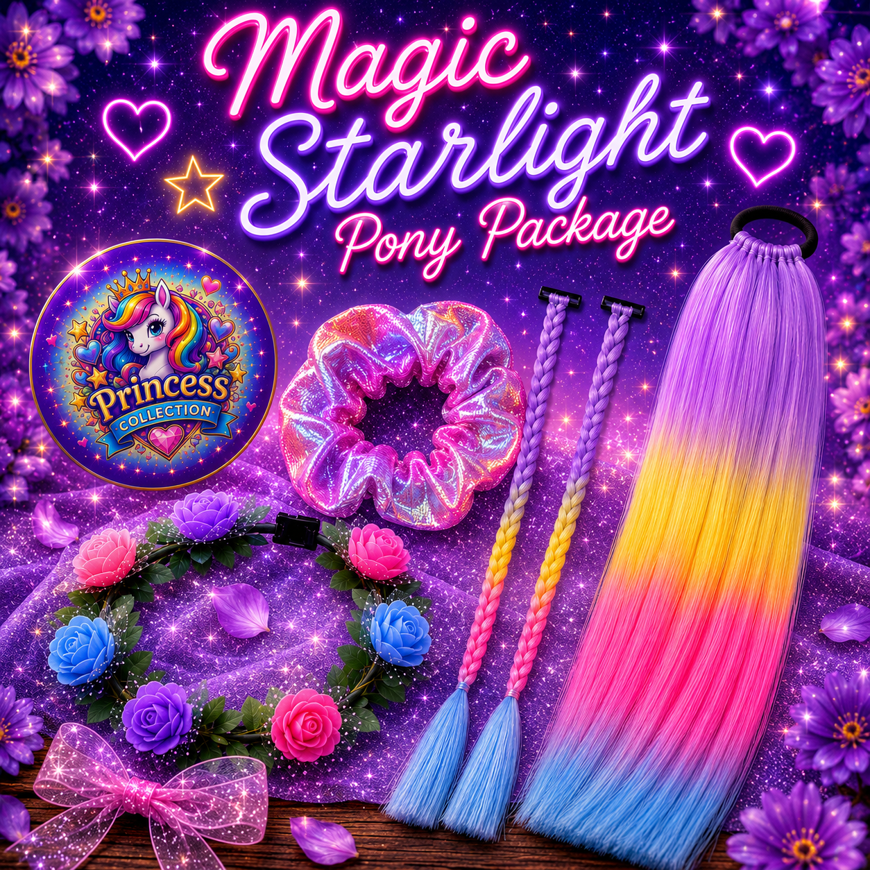 Magic Starlight Pony Package (Purple, Yellow, Blue & Pink)
