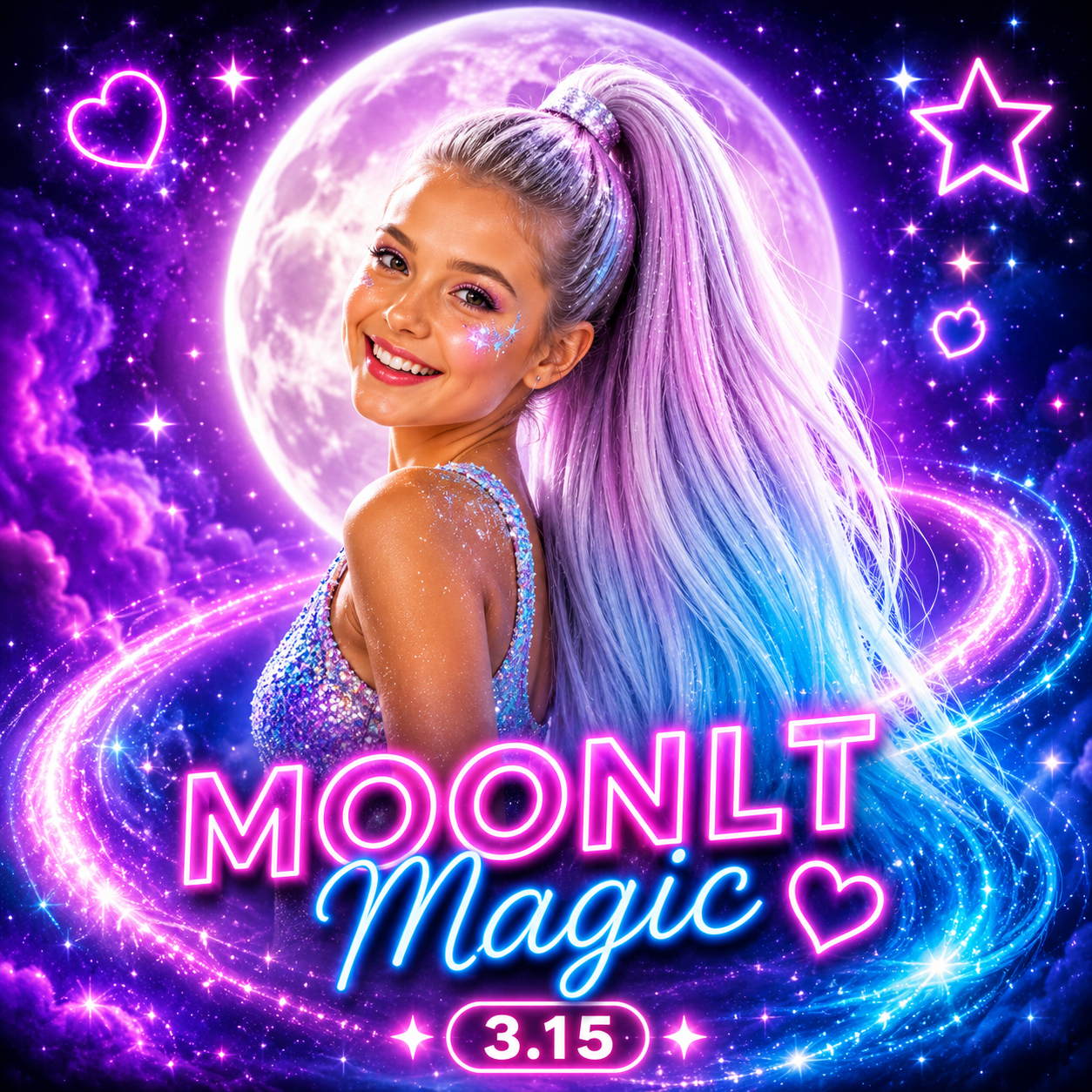 Silver, Lavender & Icy Blue Wrap Around Ponytail Extension (3.15 Moonlit Mist)