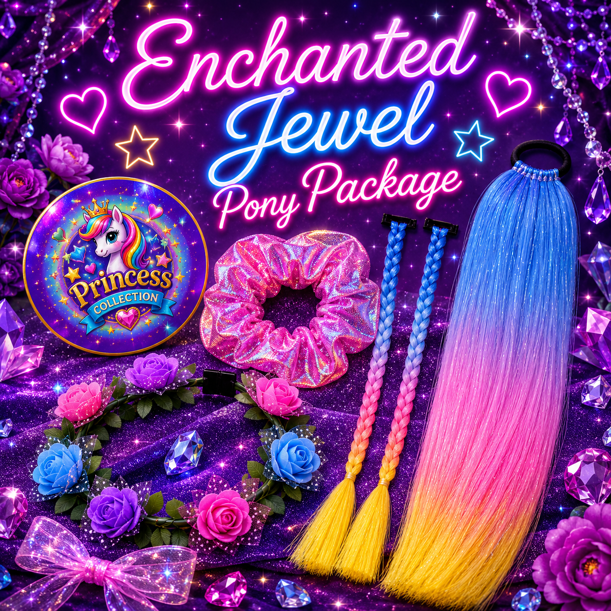 Enchanted Jewel Pony Package (Blue, Pink & Neon Yellow)