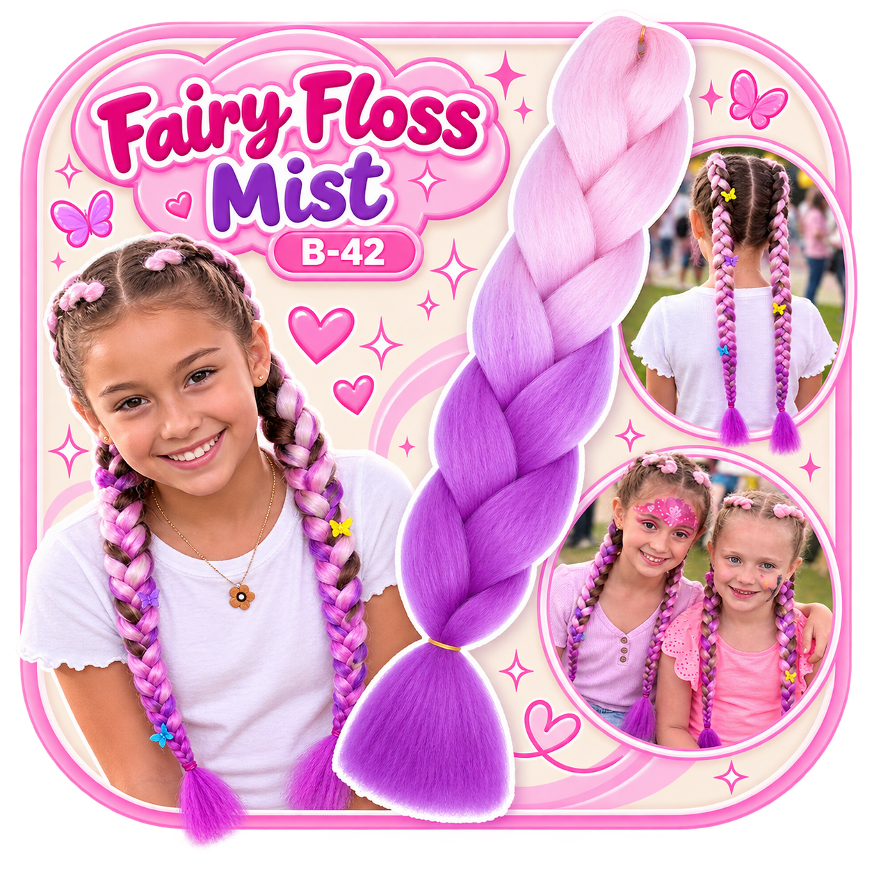Pastel Pink & Lilac Braiding Hair  (B42)