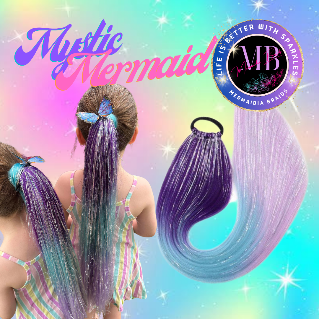 Purple & Aqua Wrap Around Ponytail Extension (3.2 Mystic Mermaid)