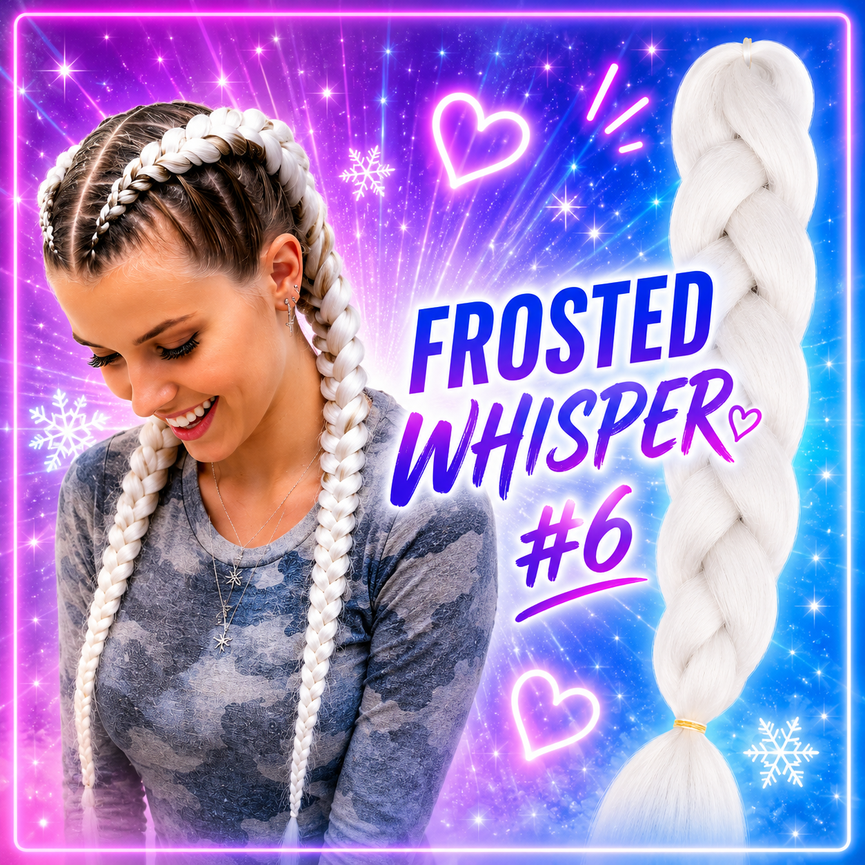 White Jumbo Braiding Hair Extension (#6 Frosted Whisper)