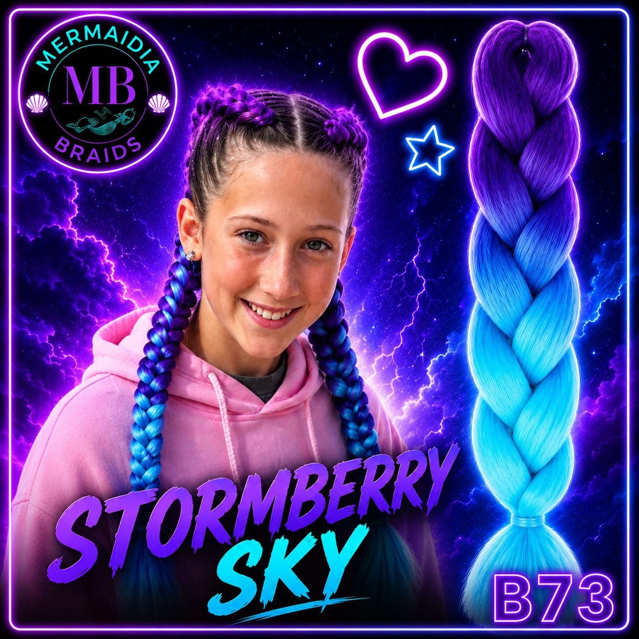 Dark Purple & Medium Blue Jumbo Braiding Hair Extension (B73 Stormberry Sky)