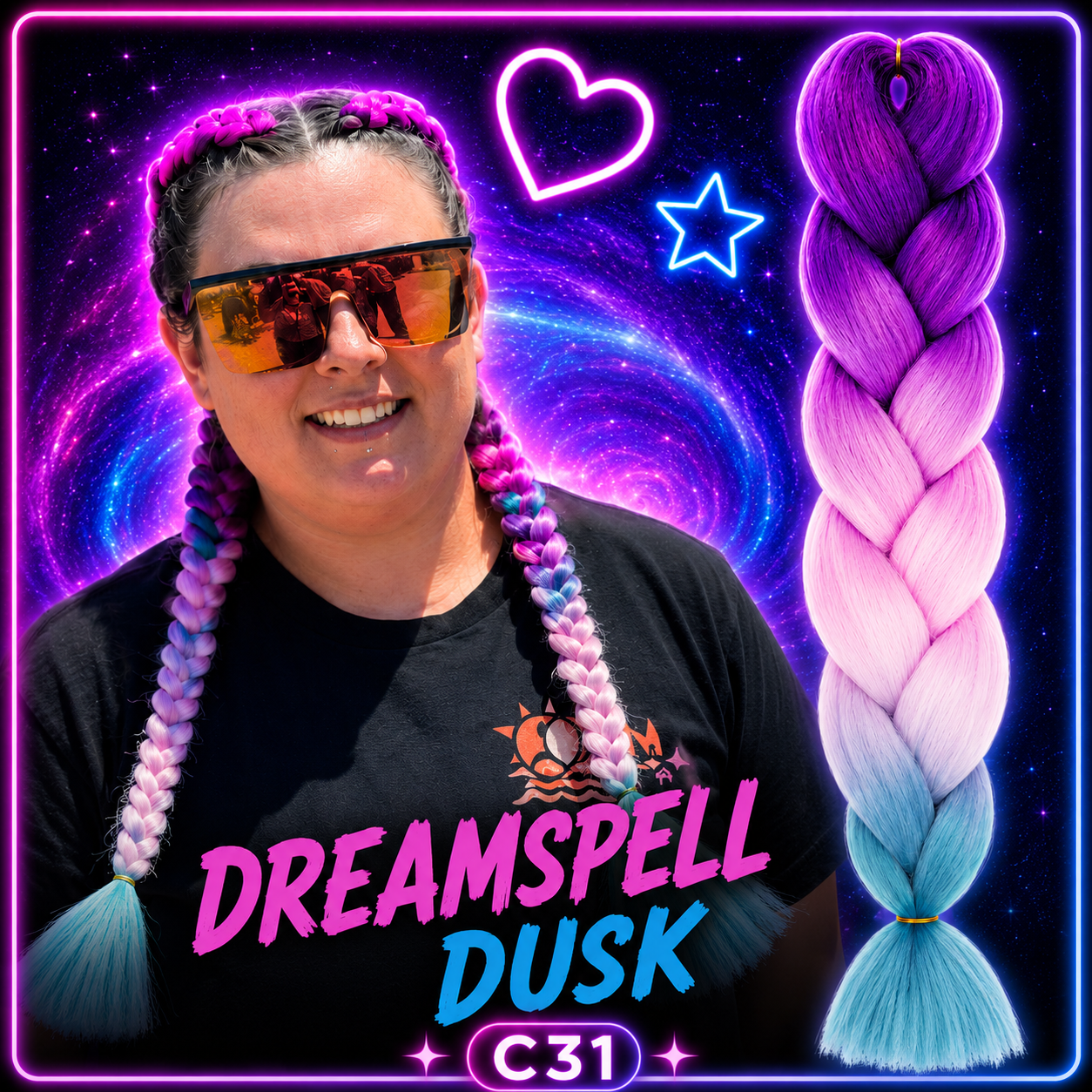 Purple, Pink & Blue Jumbo Braiding Hair Extension (C31 Dreamspell Dusk)